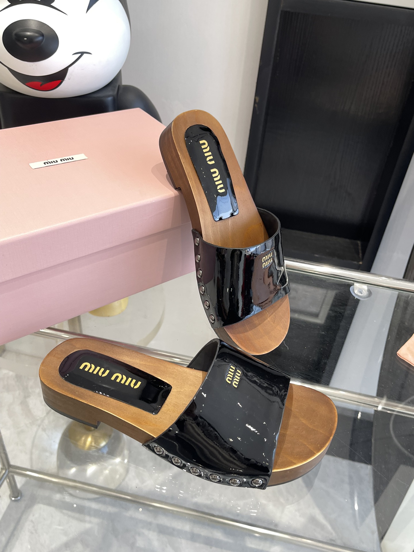 Miu Miu Wooden Sole Slippers