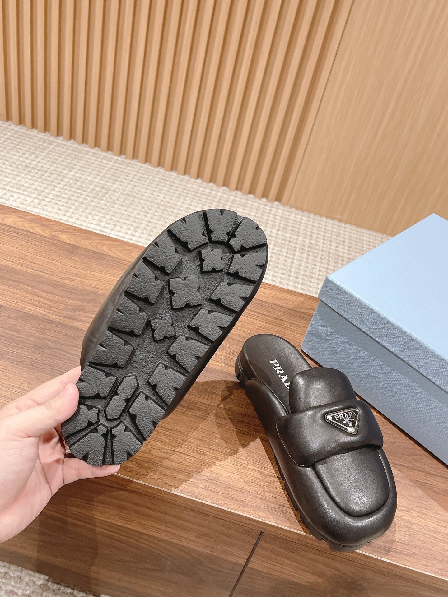 Prada Ultra-Soft Sheepskin Loafer Slippers