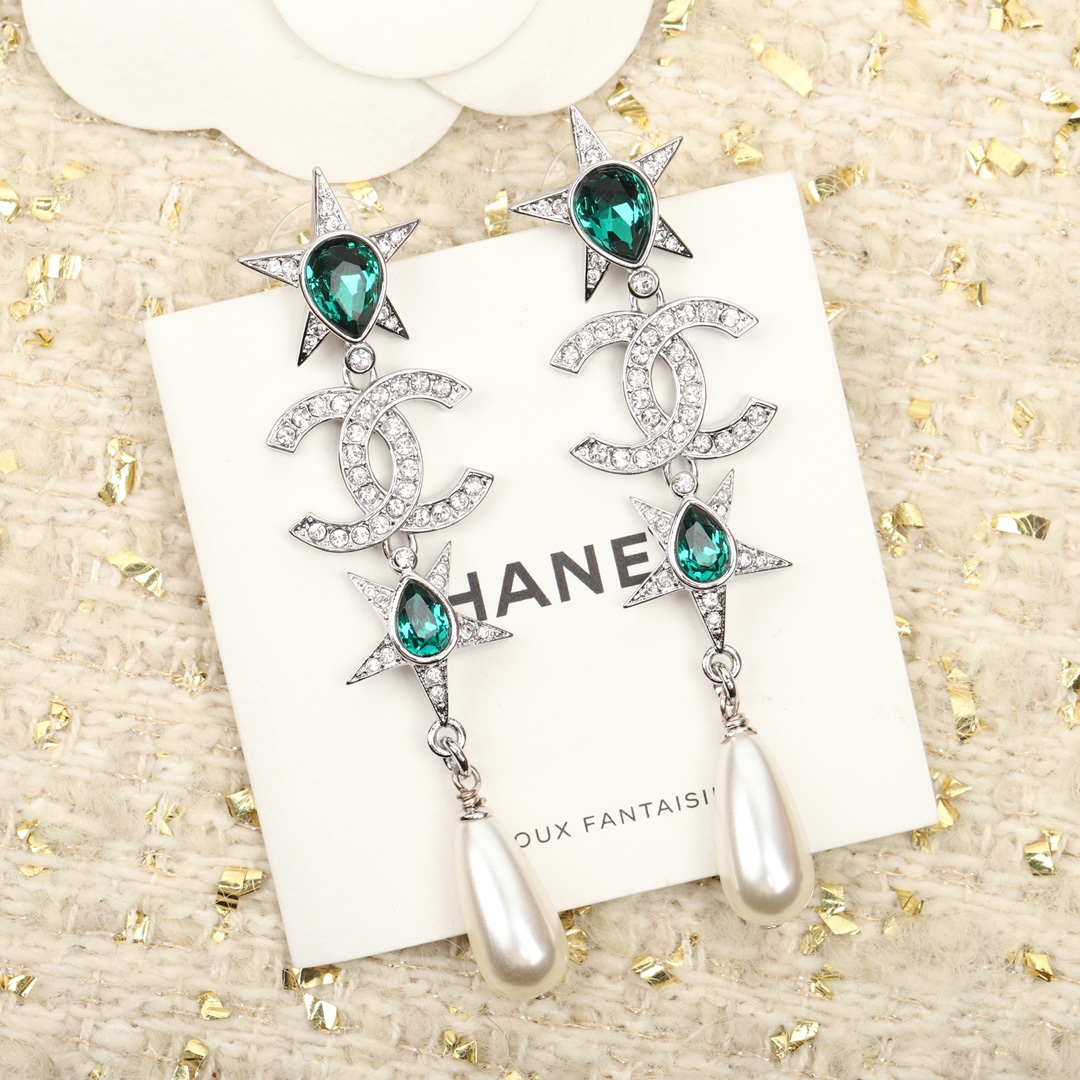 Chanel Gemstone and Pearl Earrings