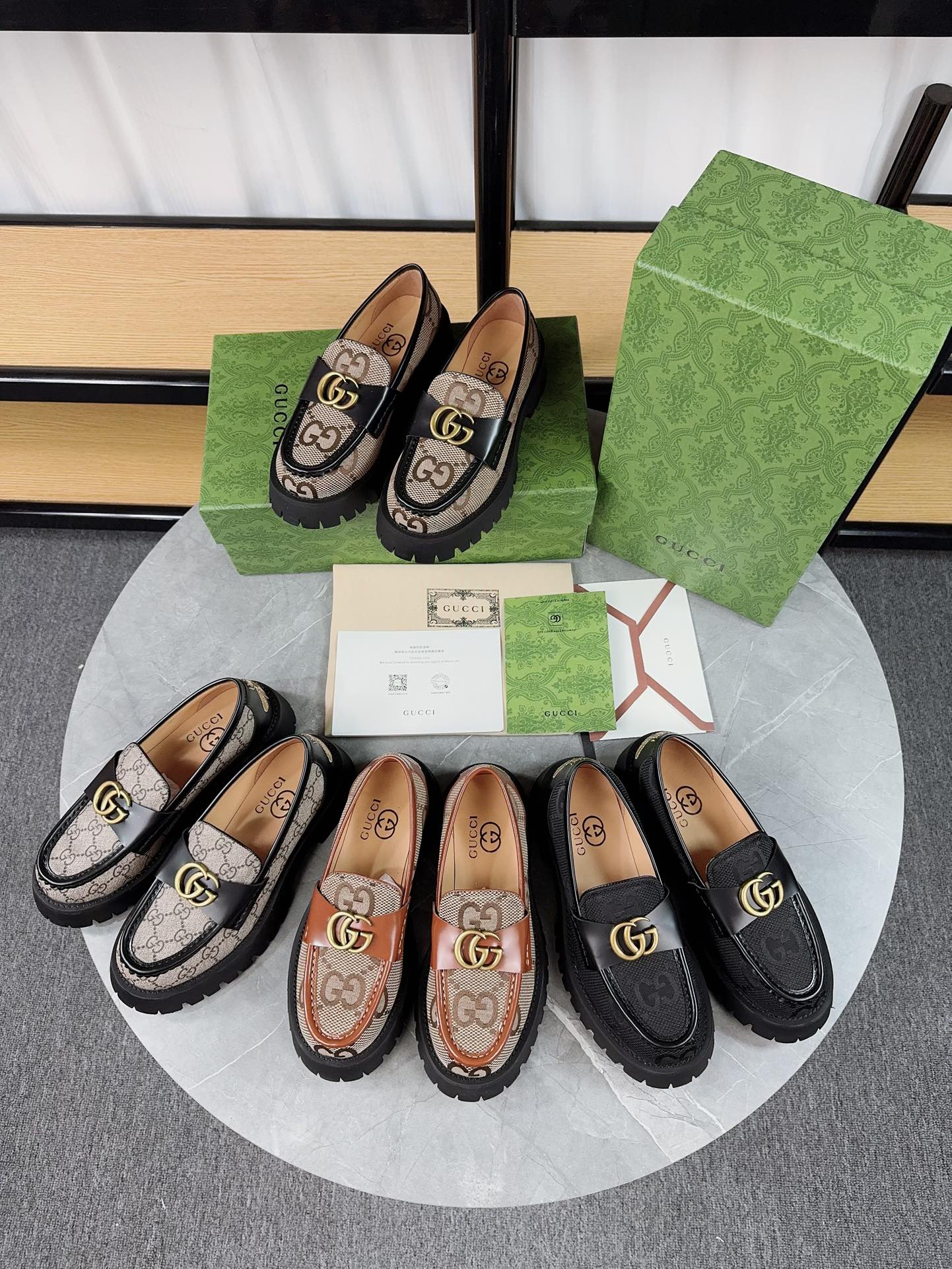 Gucci Thick-Soled Loafer Platform Shoes