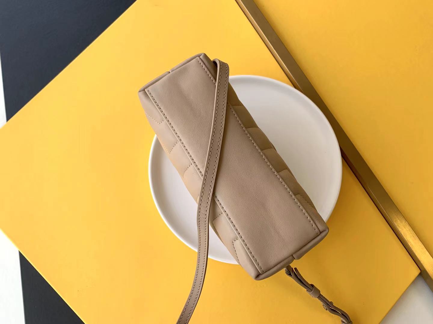 Saint Laurent Paris Beige-Brown Leather Women's Crossbody Bag