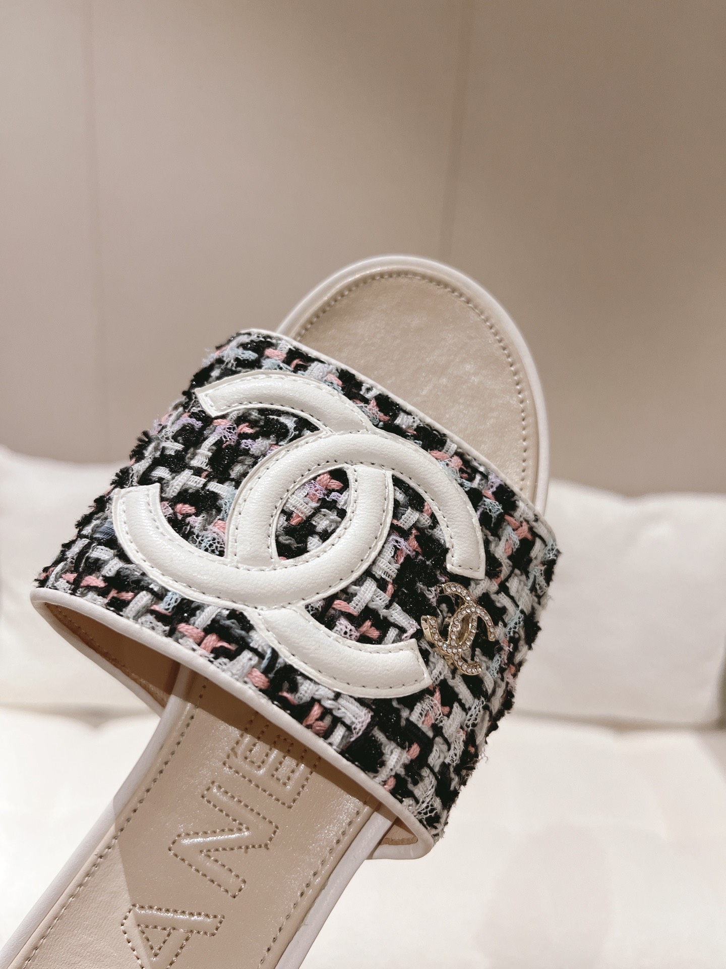 Chanel Woven Flat Slippers
