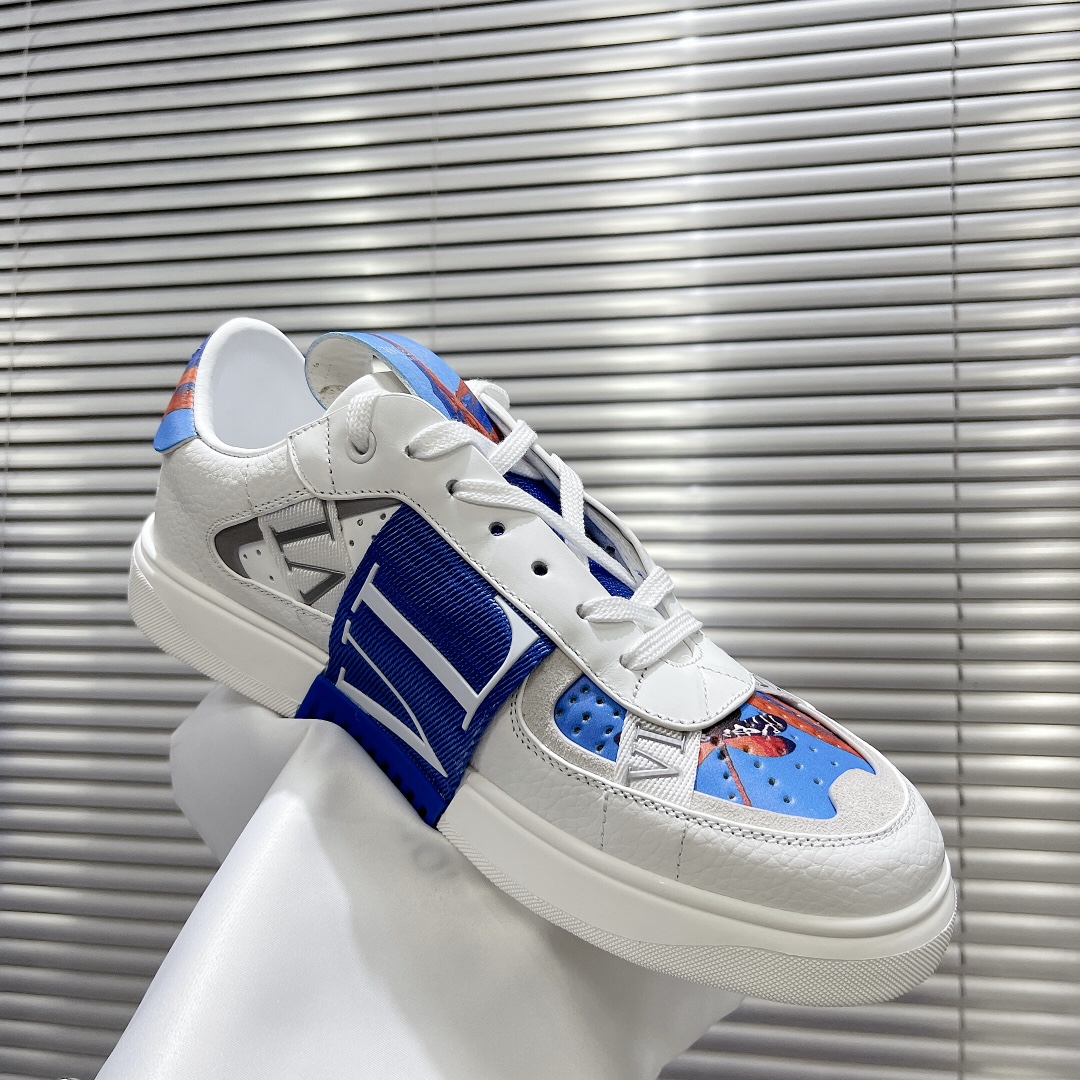 Valentino Women's Embroidered Calfskin Sneakers with Straps