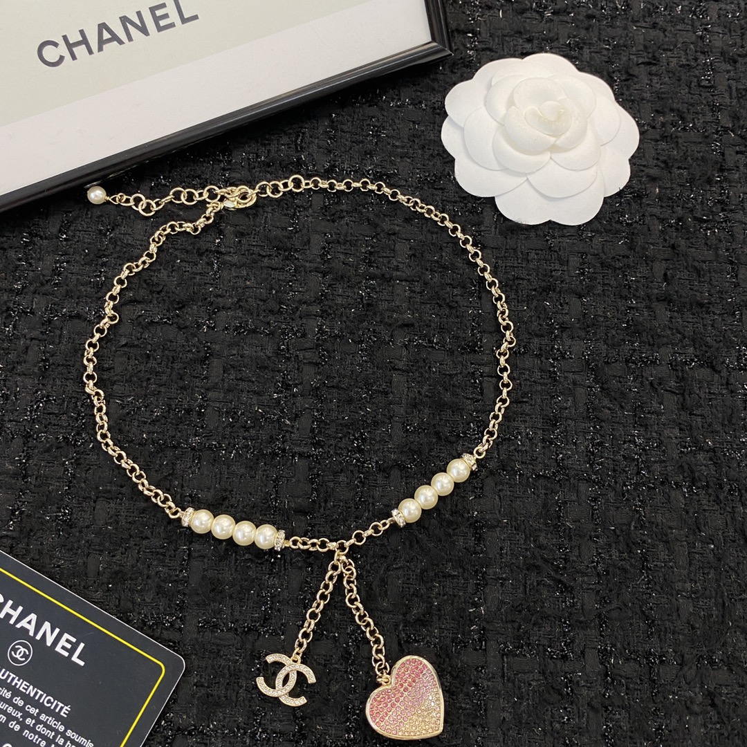 Chanel Heart-Shaped Metal Necklace