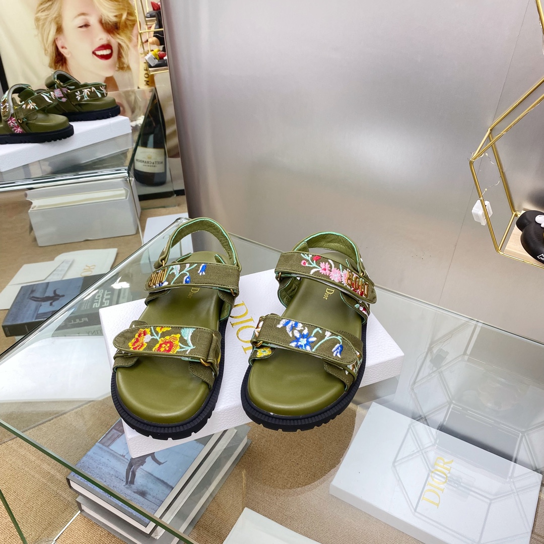 DIOR Embroidered Floral Print Sandals