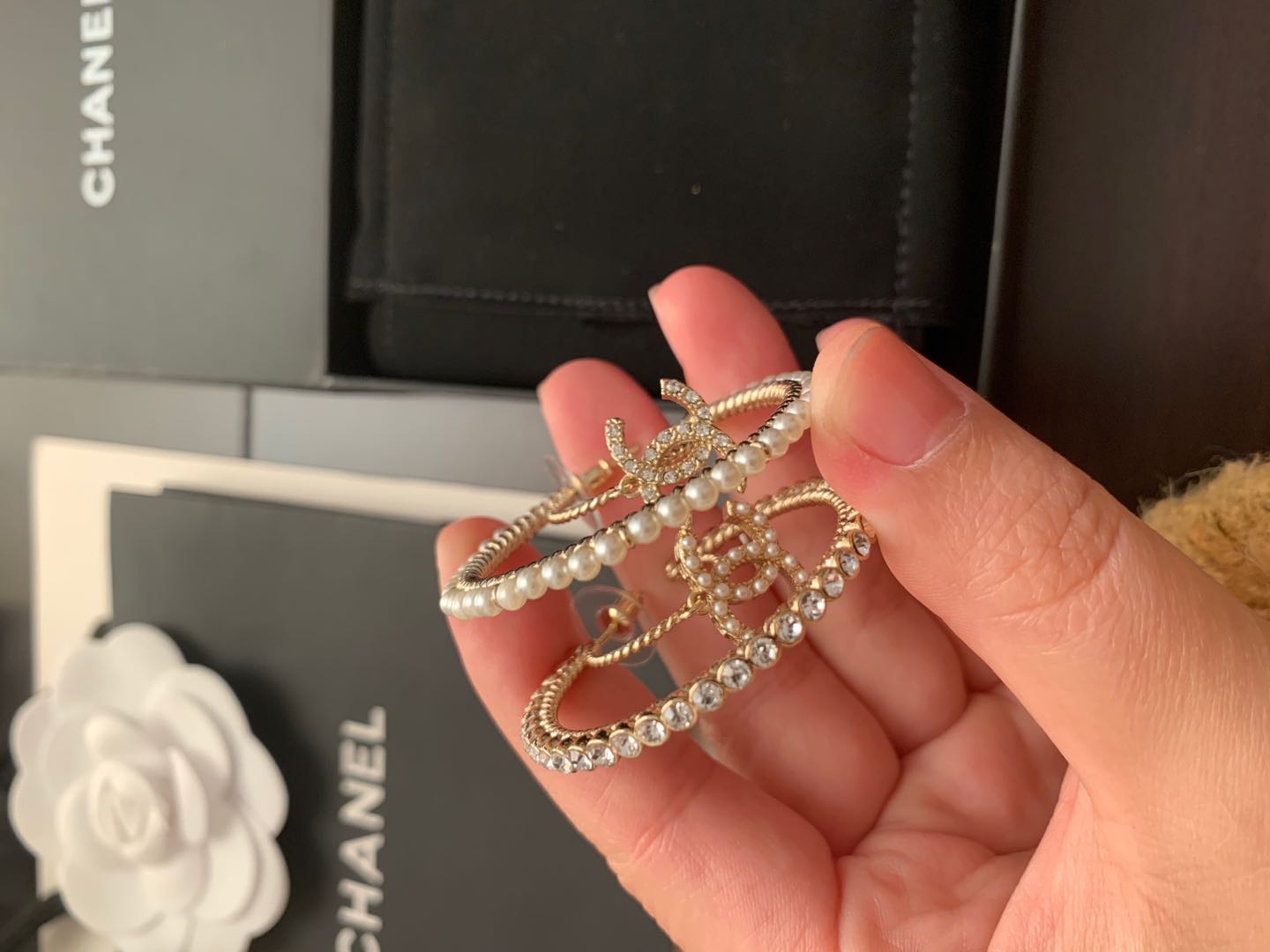 Chanel Pearl Hoop Earrings