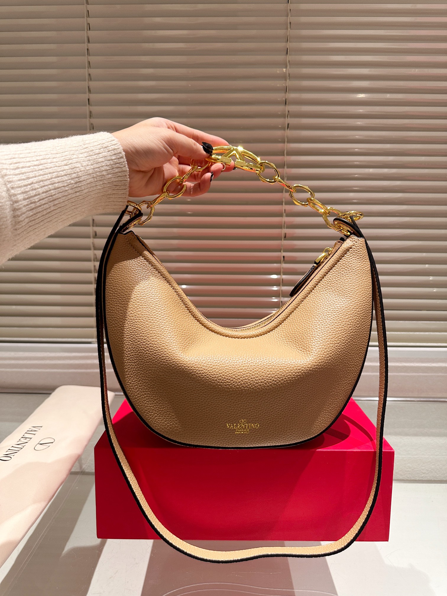 Valentino Smooth Nappa Chain Crossbody/Shoulder Bag