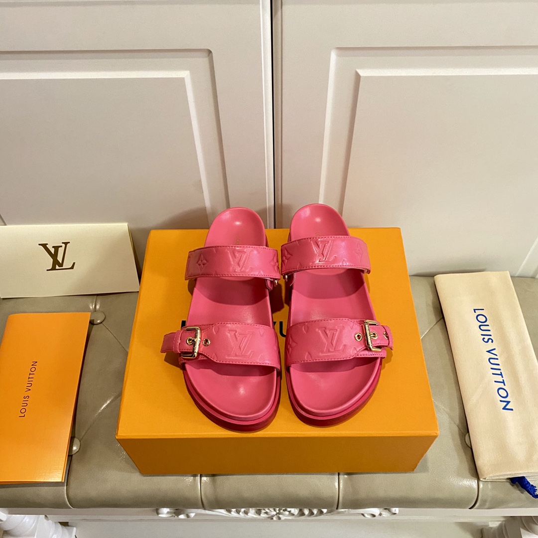 LV Fashionable Classic Versatile Leather Slippers