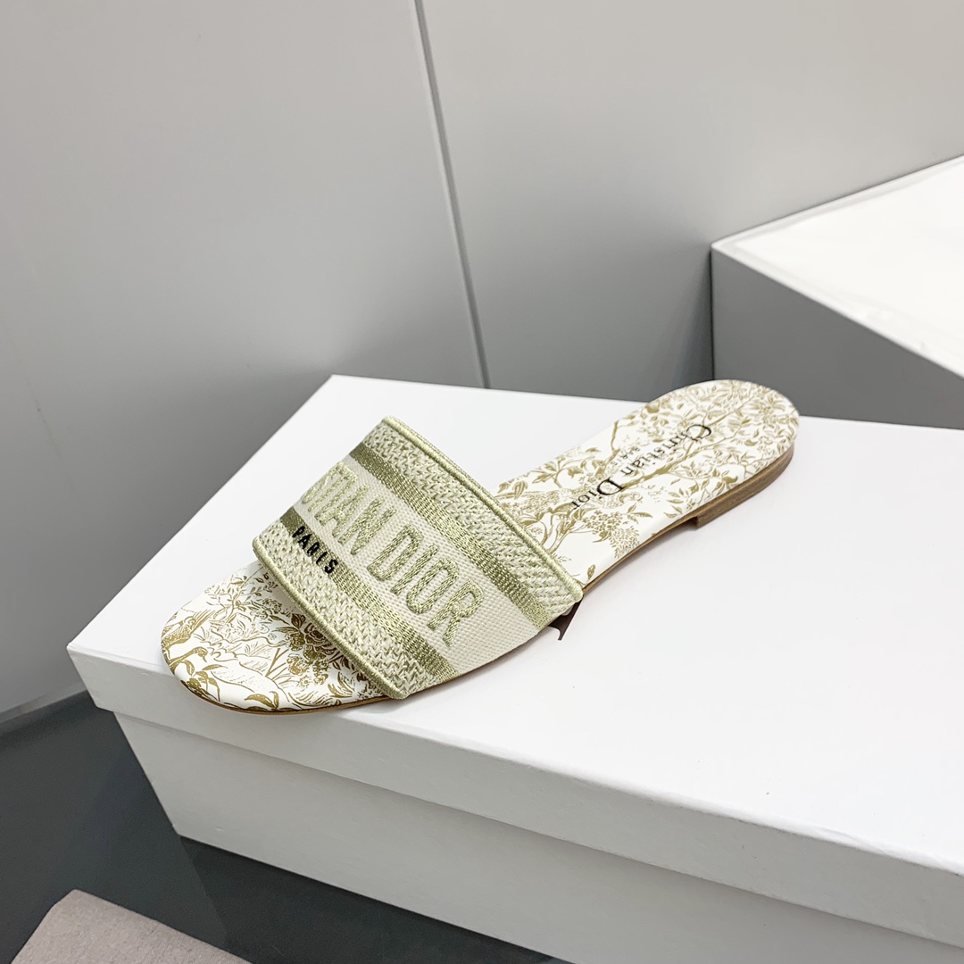Dior Embroidered Cotton Slides