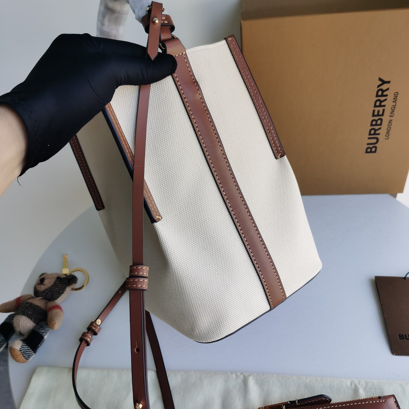 Burberry Equestrian-Inspired Cotton Canvas Tote Bag