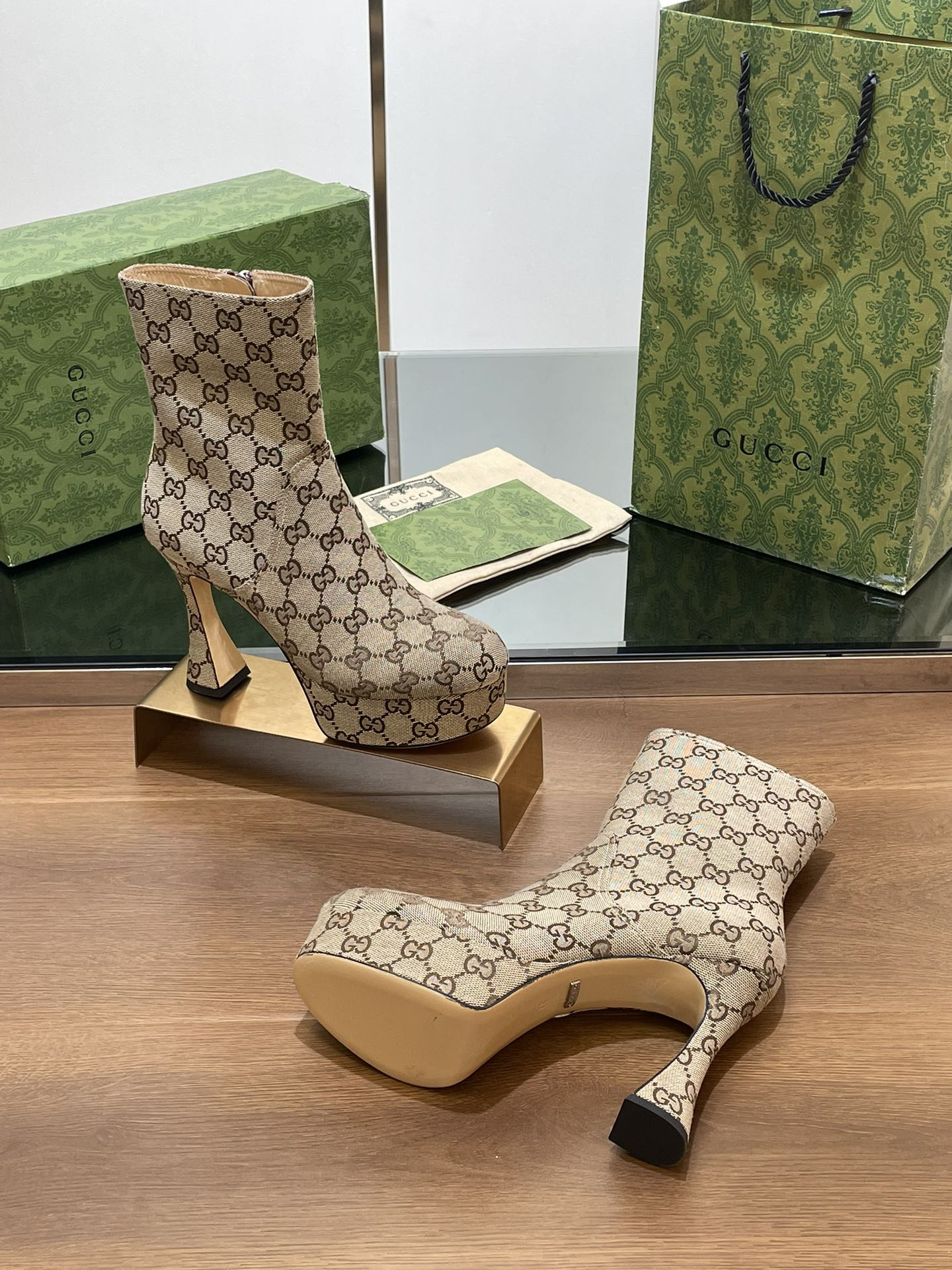 Gucci High-Heel Thick-Soled Platform Waterproof Boots