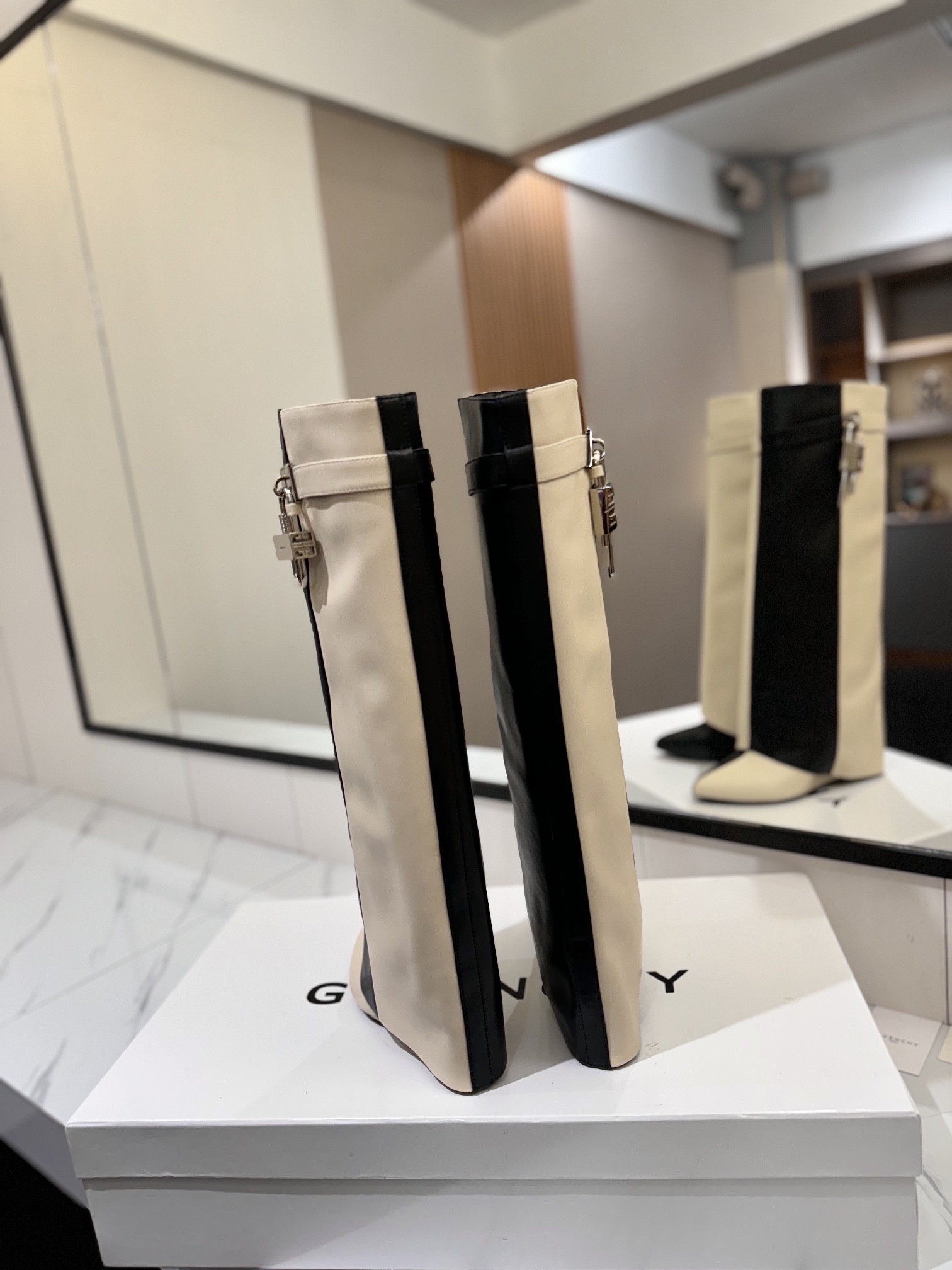 Givenchy Leather Pointed-Toe High-Heeled Long Boots