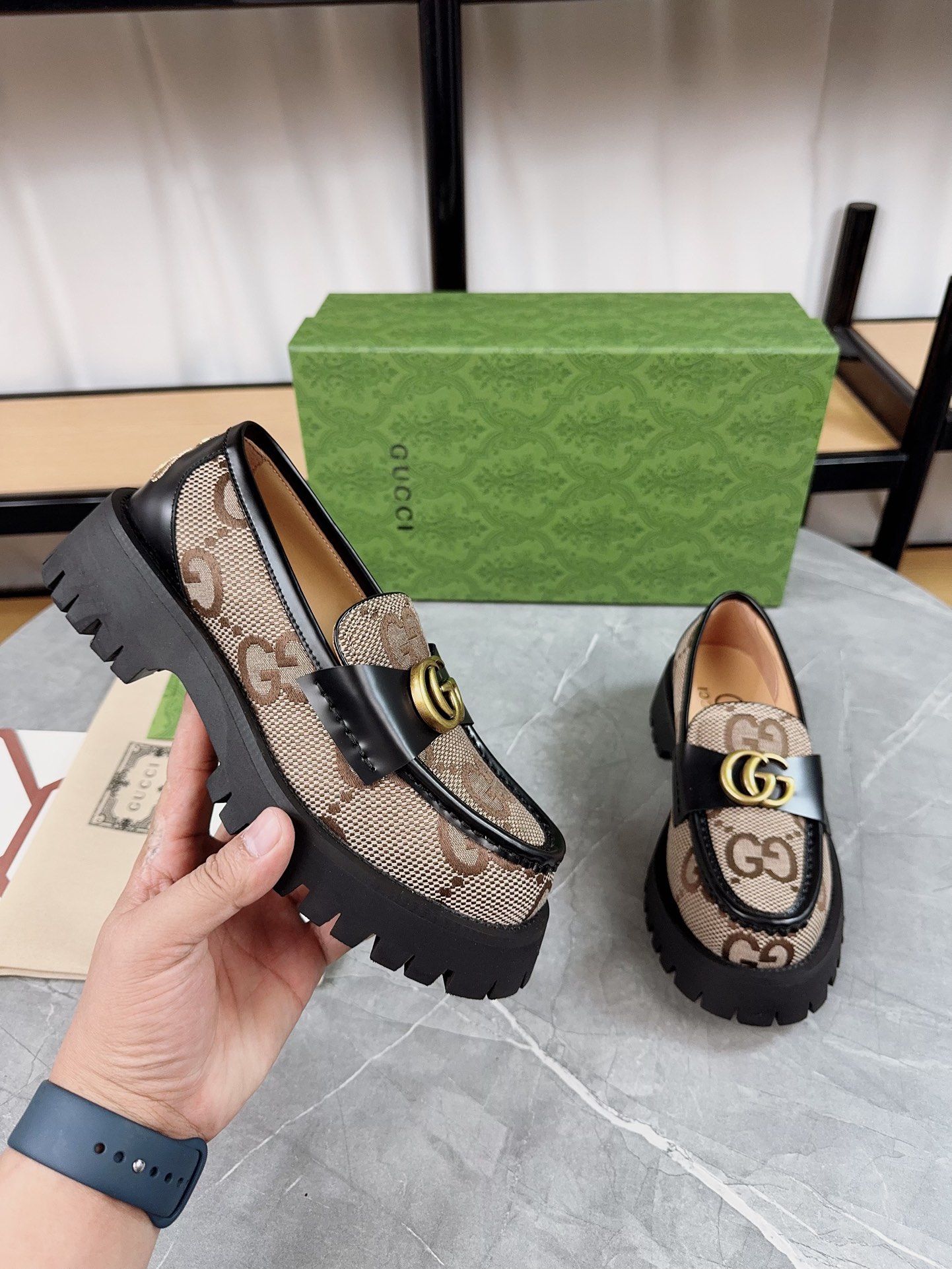 Gucci Thick-Soled Loafer Platform Shoes
