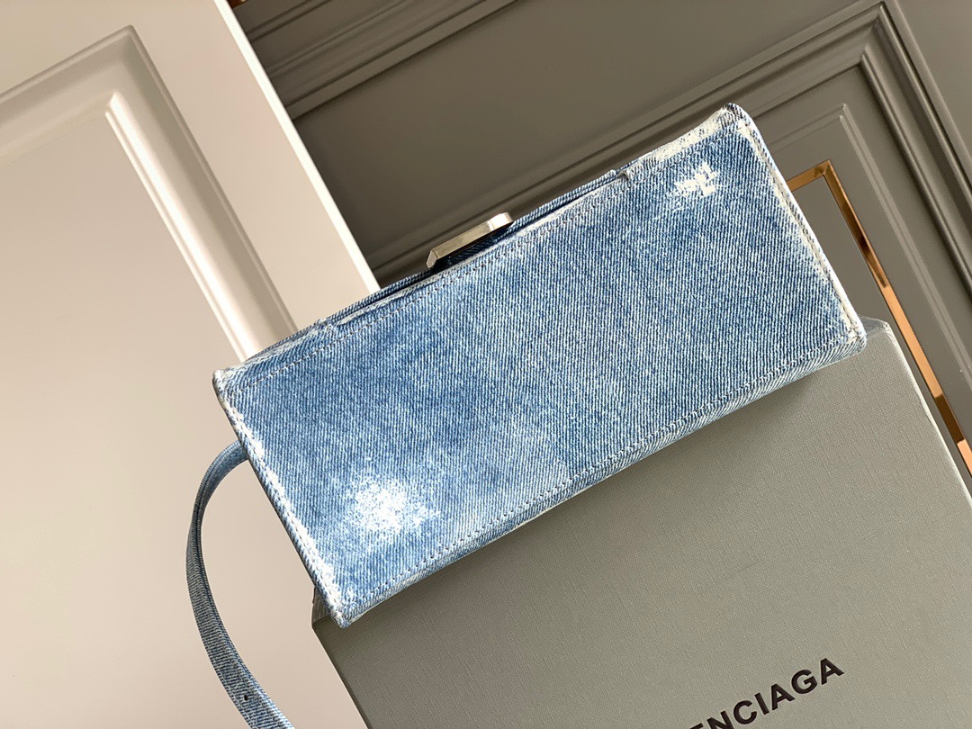 Balenciaga Glossy Crocodile-Embossed Leather Handbag