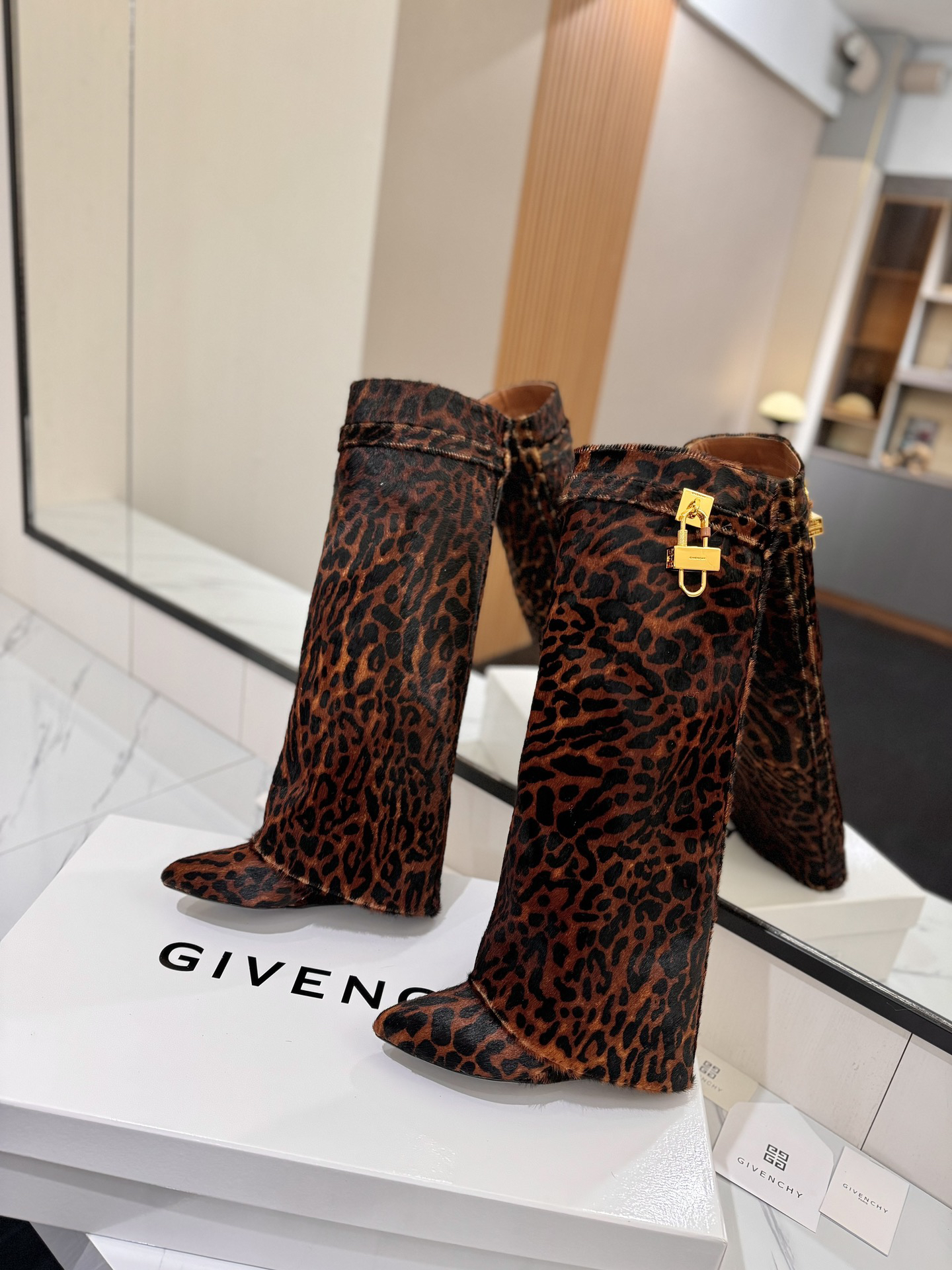 Givenchy Horsehair Leather Buckle Boots