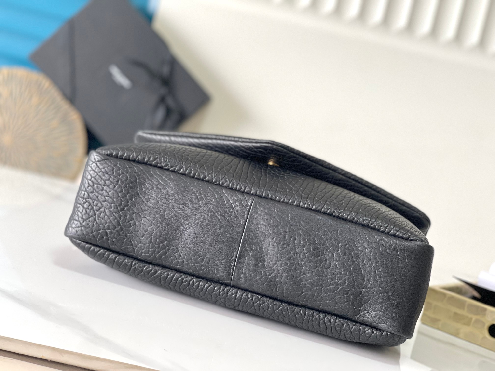 Saint Laurent CALYPSO Elephant-Grain Lambskin Chain Bag