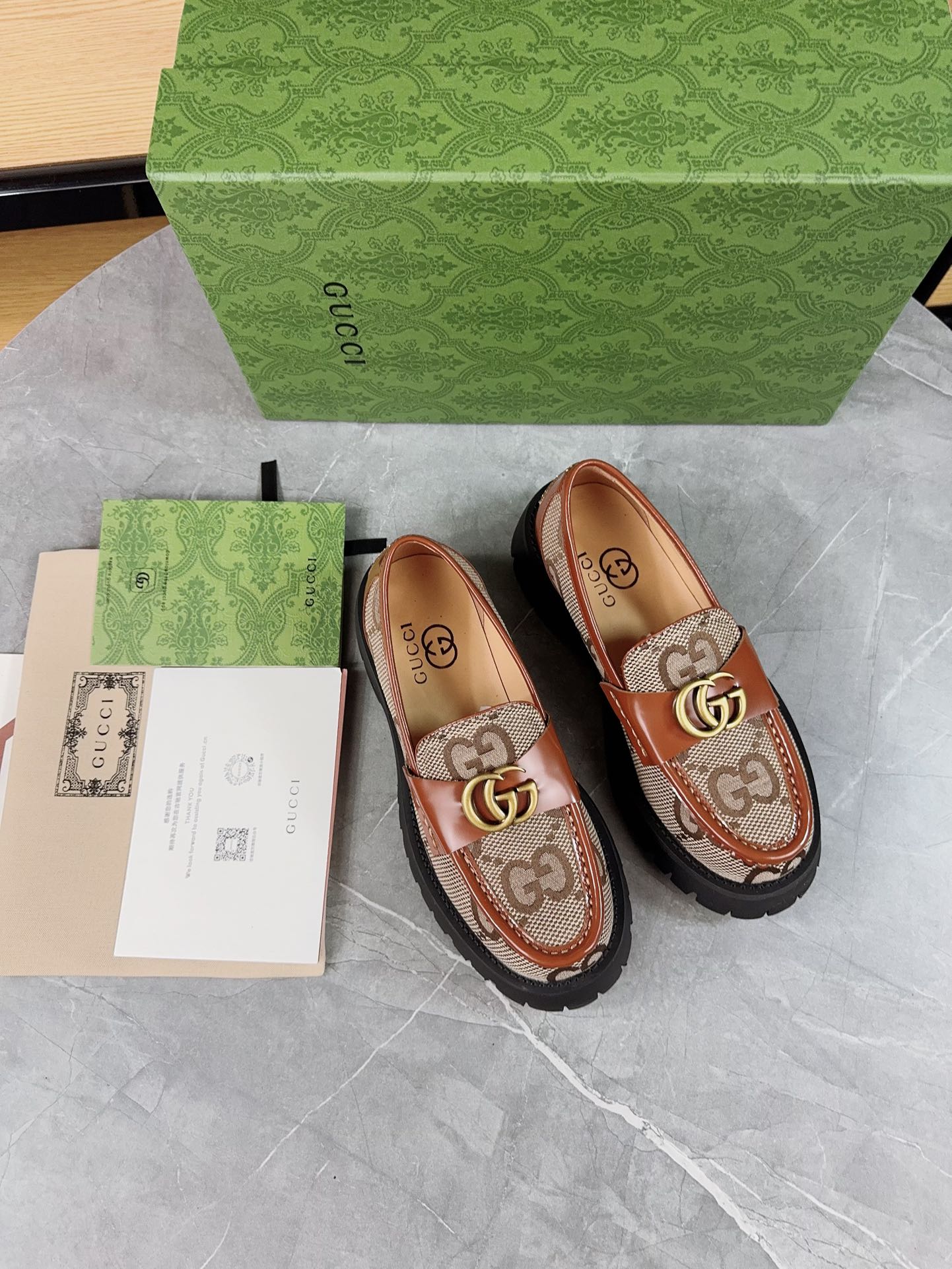 Gucci Thick-Soled Loafer Platform Shoes