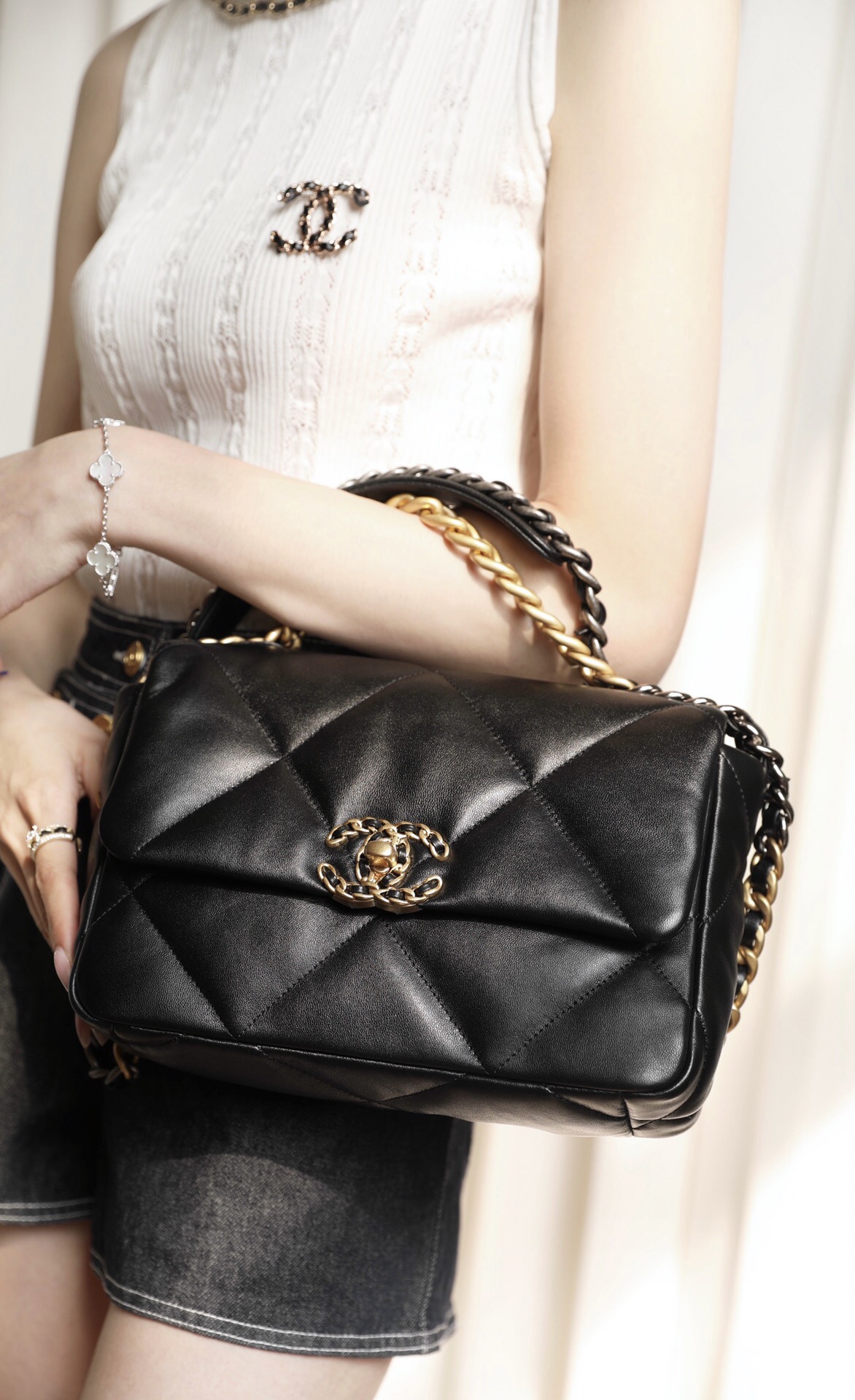 Chanel Black Gold Chain 19 Bag