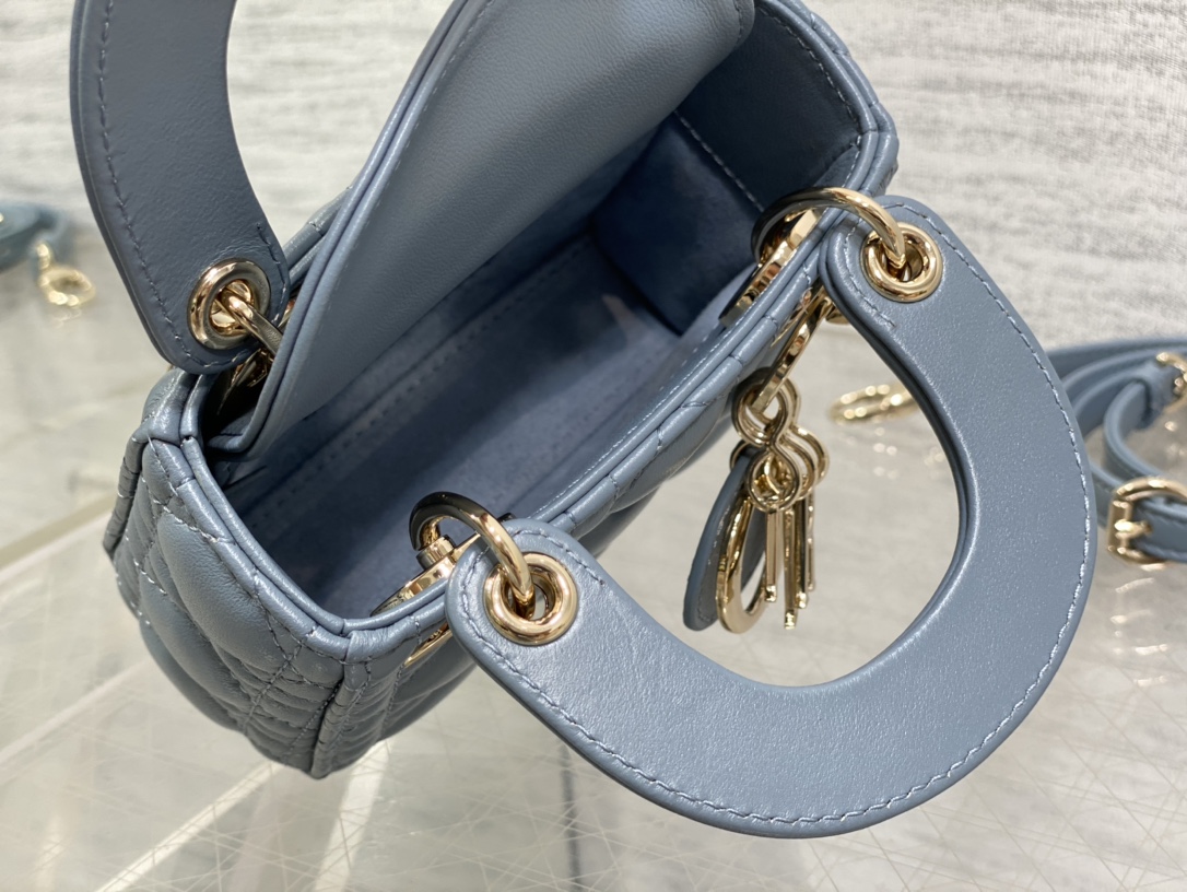 DIOR Mini Leather Handbag with Sheepskin Handle