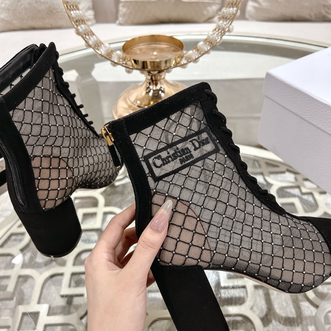 DIOR Spring-Summer Jardin d'Hiver Embroidered Jacquard Mesh Boots