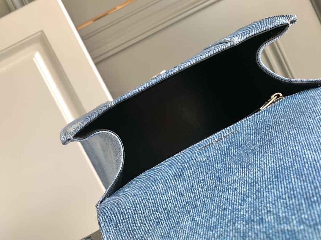 Balenciaga Glossy Crocodile-Embossed Leather Handbag