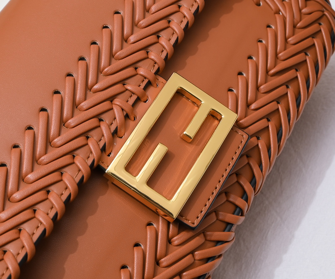 Fendi Baguette Medium Woven Lambskin Handbag
