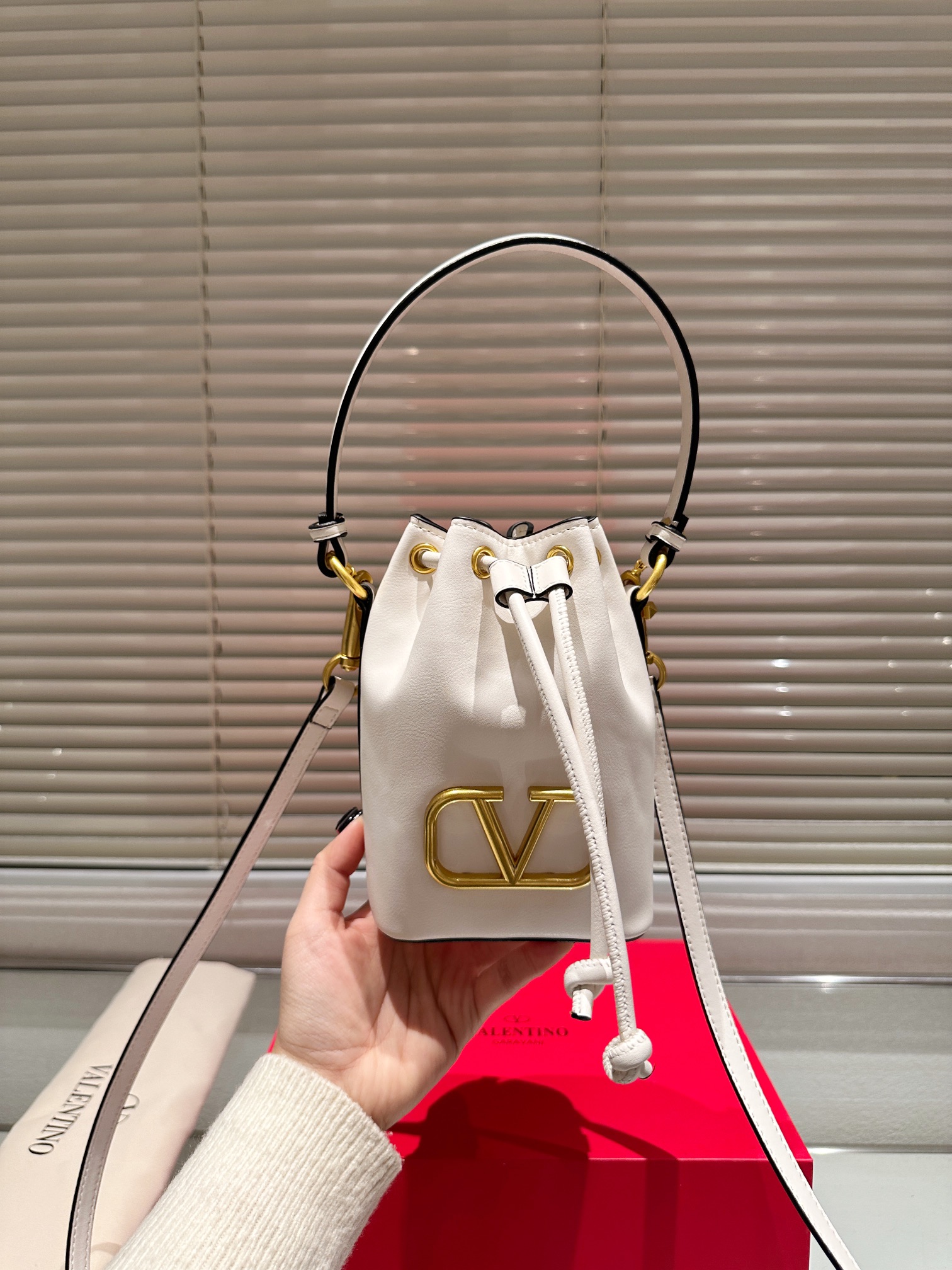 Valentino Black Tie Bucket Bag from Runway