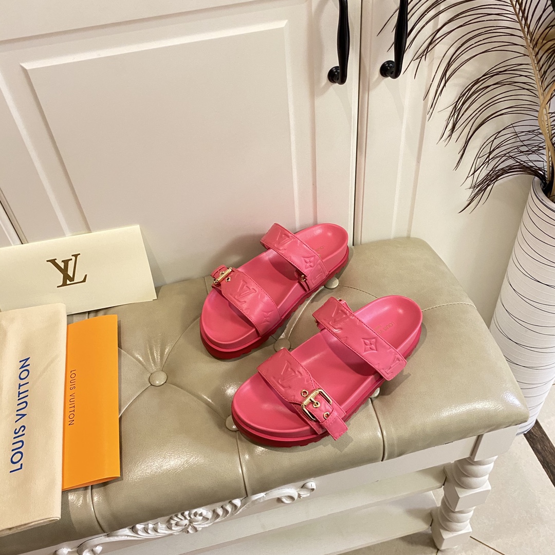 LV Fashionable Classic Versatile Leather Slippers