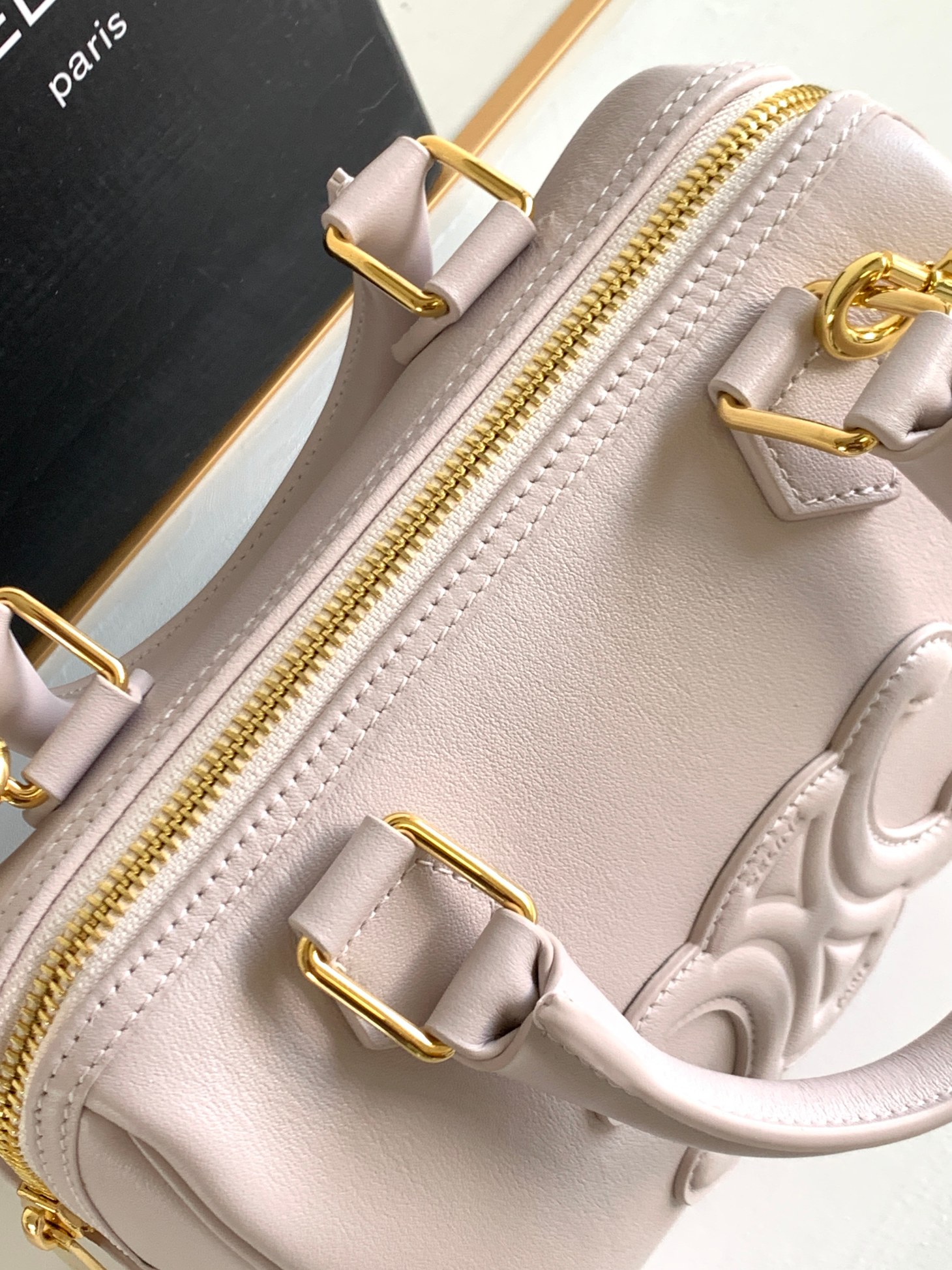 Original big brand luxury goods 1:1 high-end quality top qualityCELIN CUIR TRIOMBE small smooth calf leather Boston bagOriginal big brand luxury goods 1:1 high-end quality top original size copy