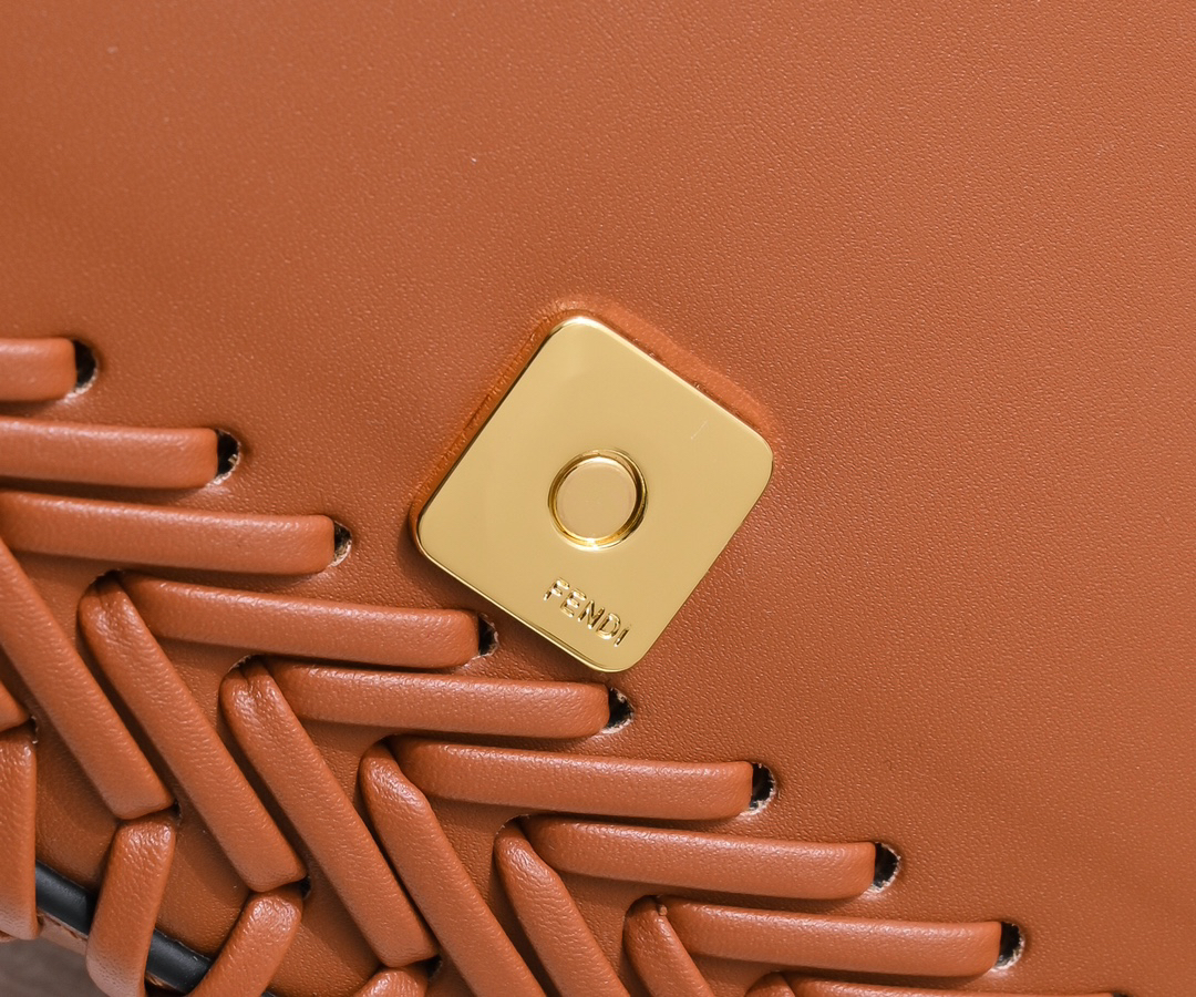 Fendi Baguette Medium Woven Lambskin Handbag