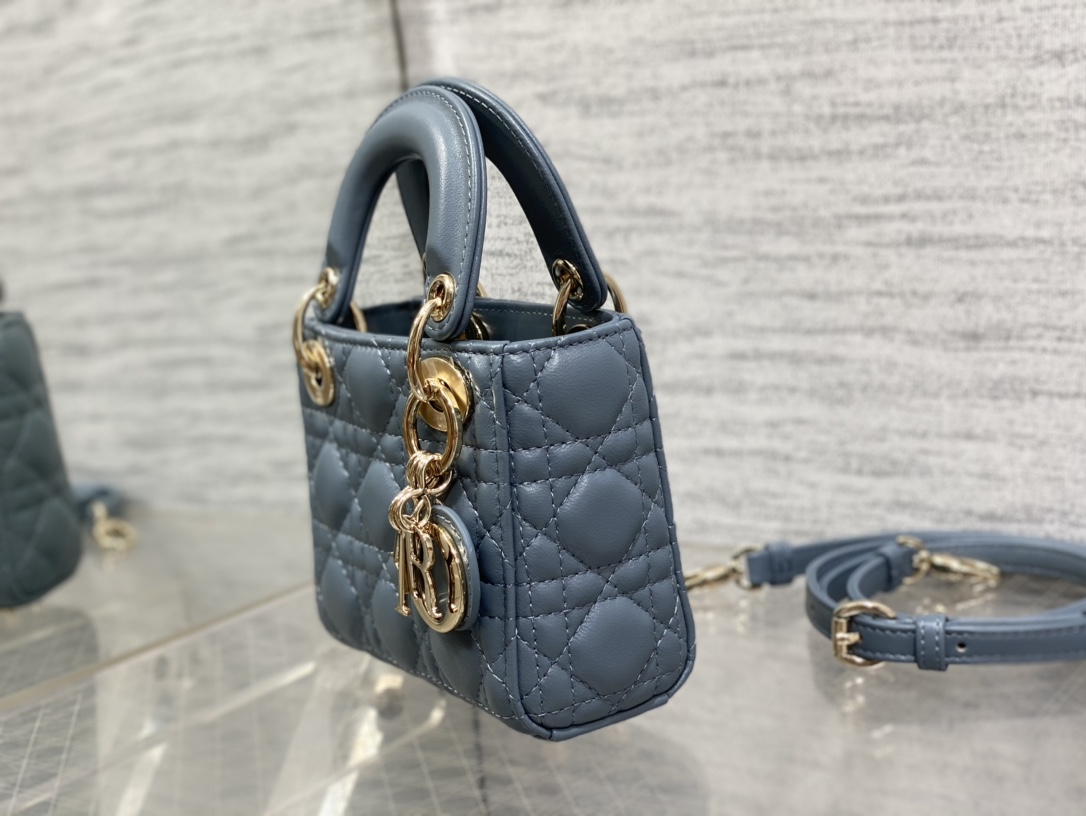 DIOR Mini Leather Handbag with Sheepskin Handle