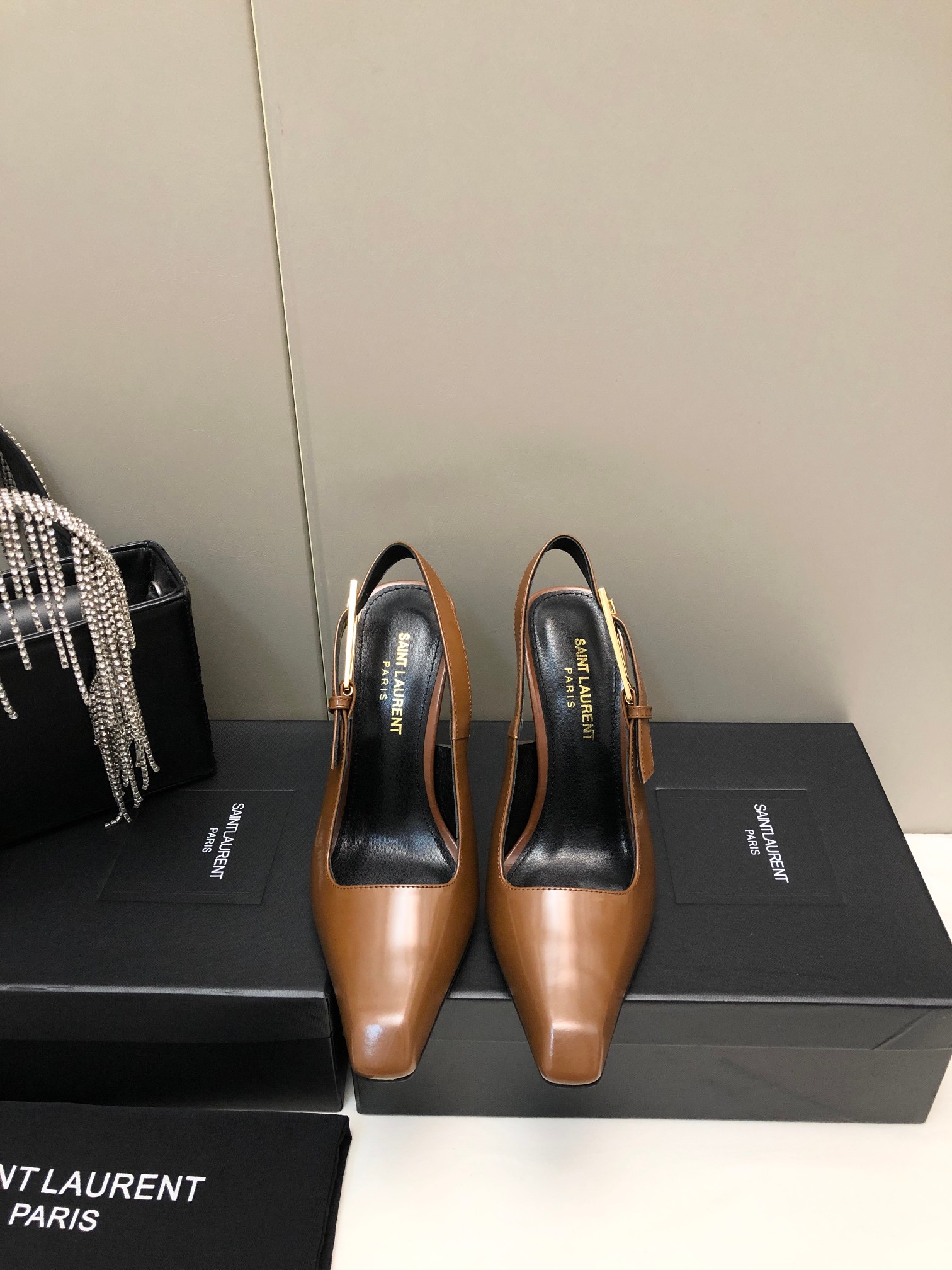 Saint Laurent Small Square-Toe High Heels