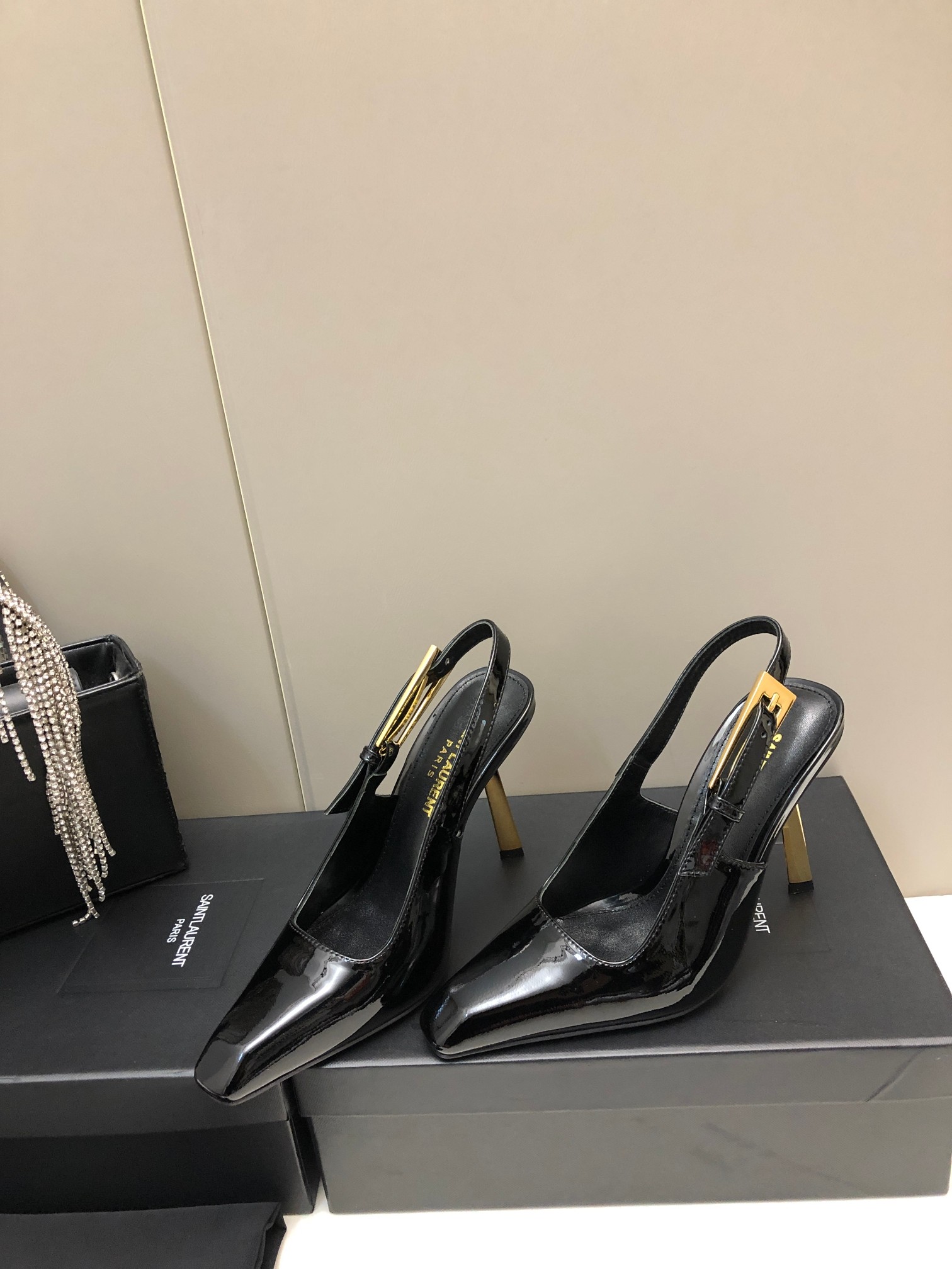 Saint Laurent Small Square-Toe High Heels