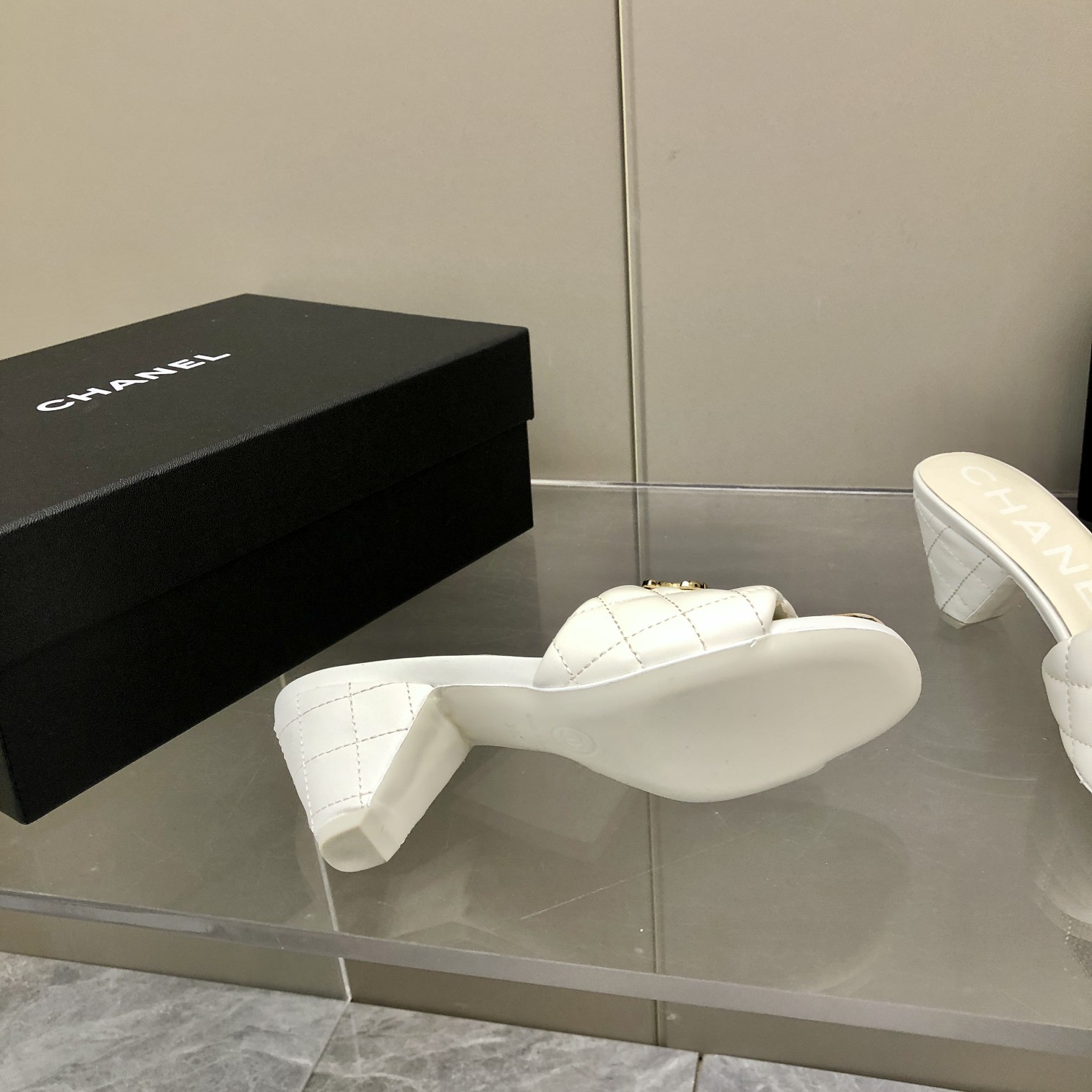 Chanel Sheepskin Low-Heel Mule Slippers