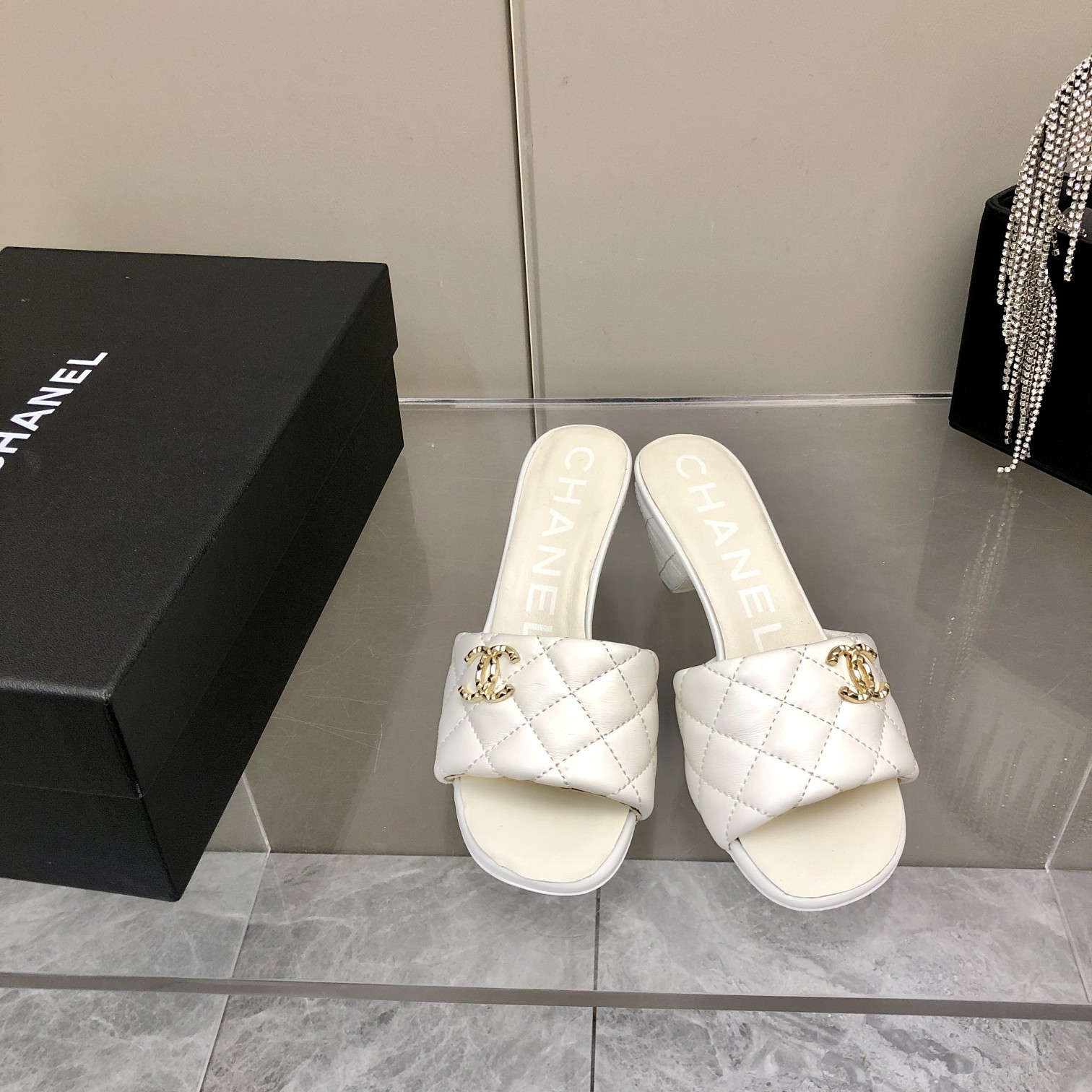 Chanel Sheepskin Low-Heel Mule Slippers