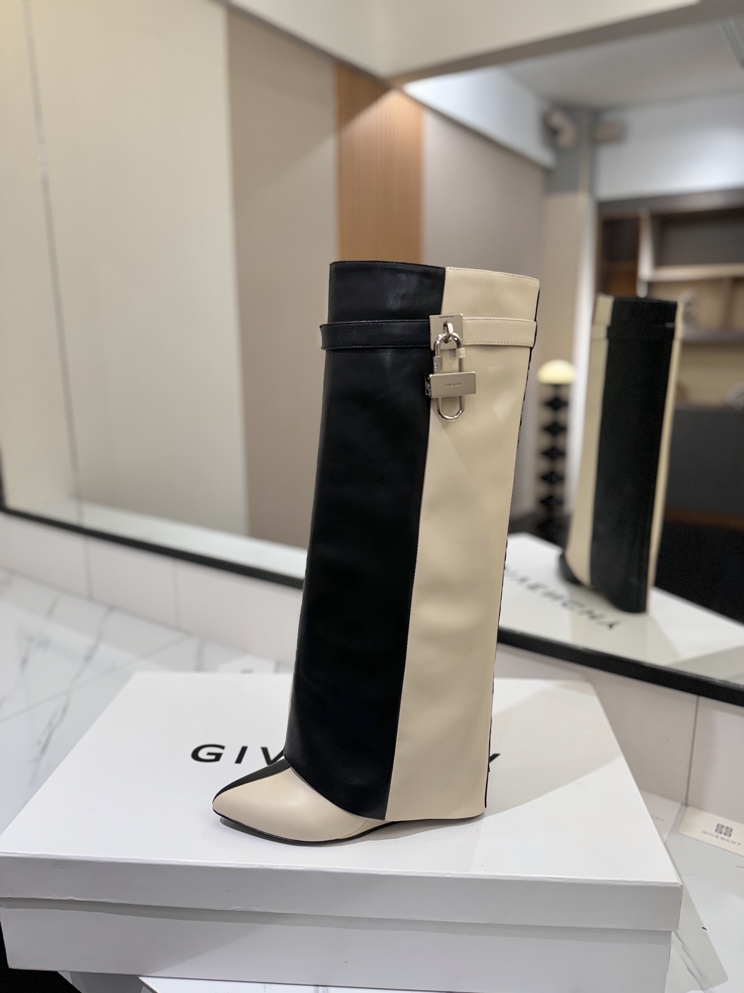 Givenchy Leather Pointed-Toe High-Heeled Long Boots