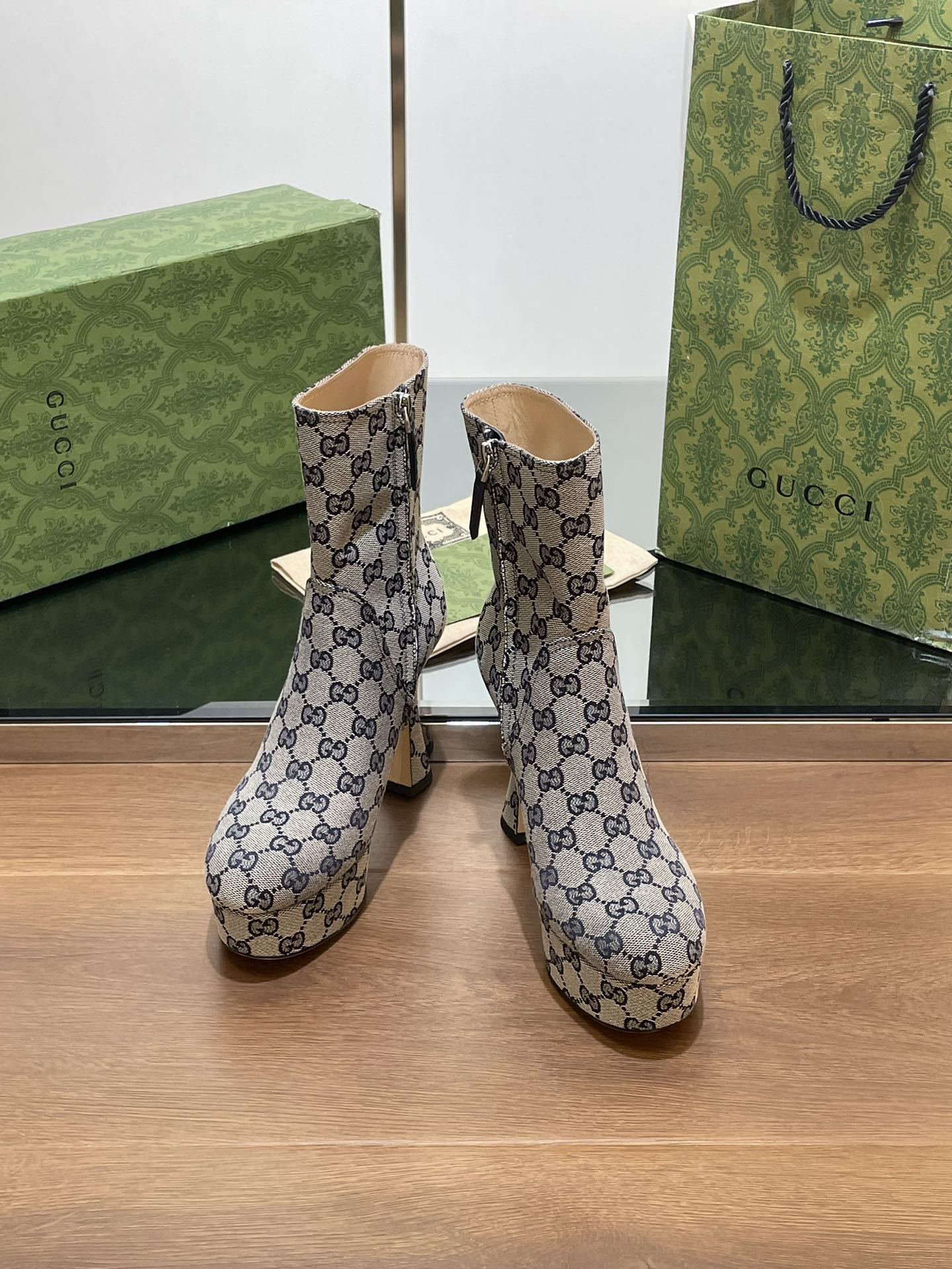 Gucci High-Heel Thick-Soled Platform Waterproof Boots