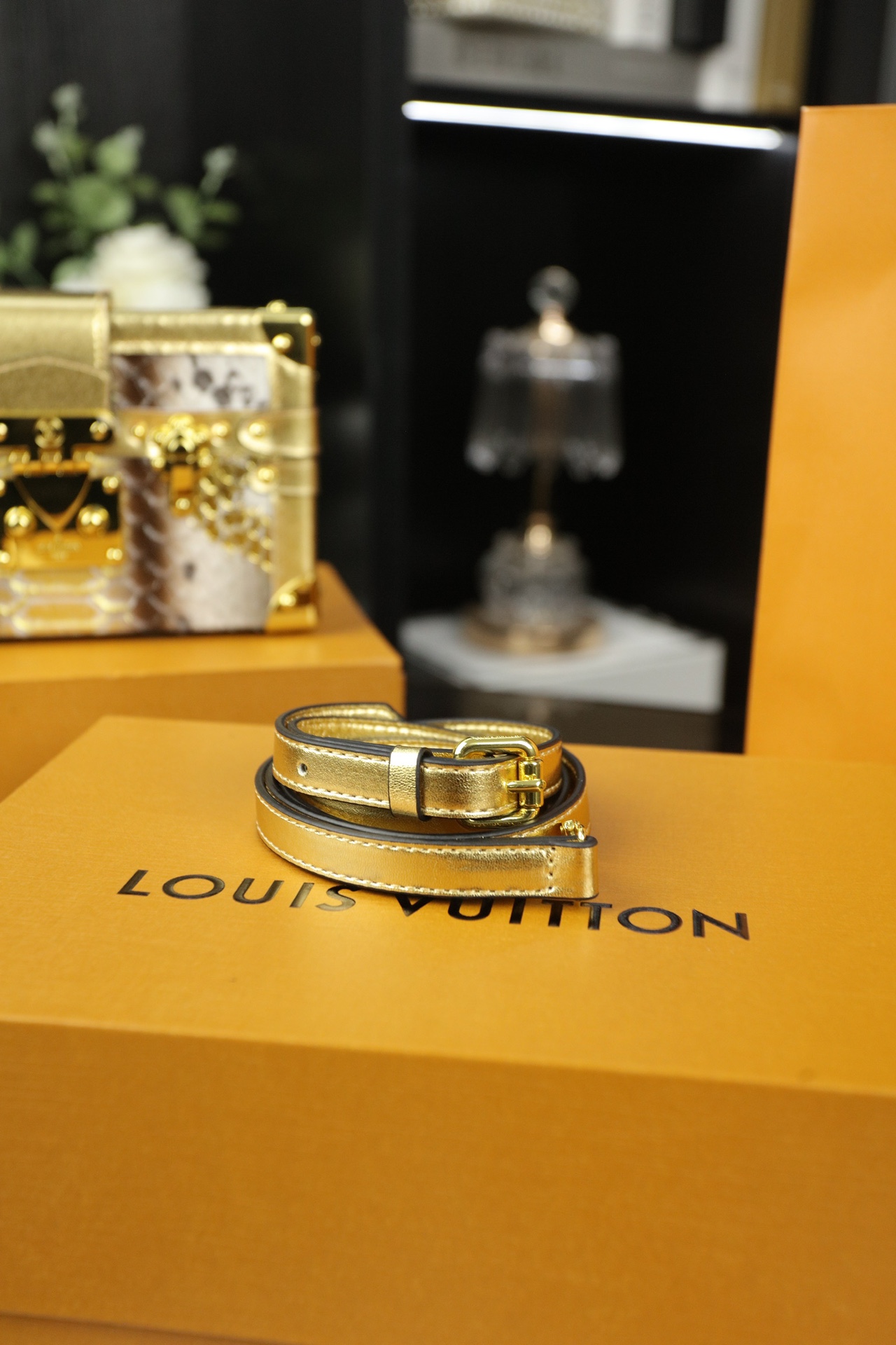 LV Petite Malle Crocodile-Textured Box Bag