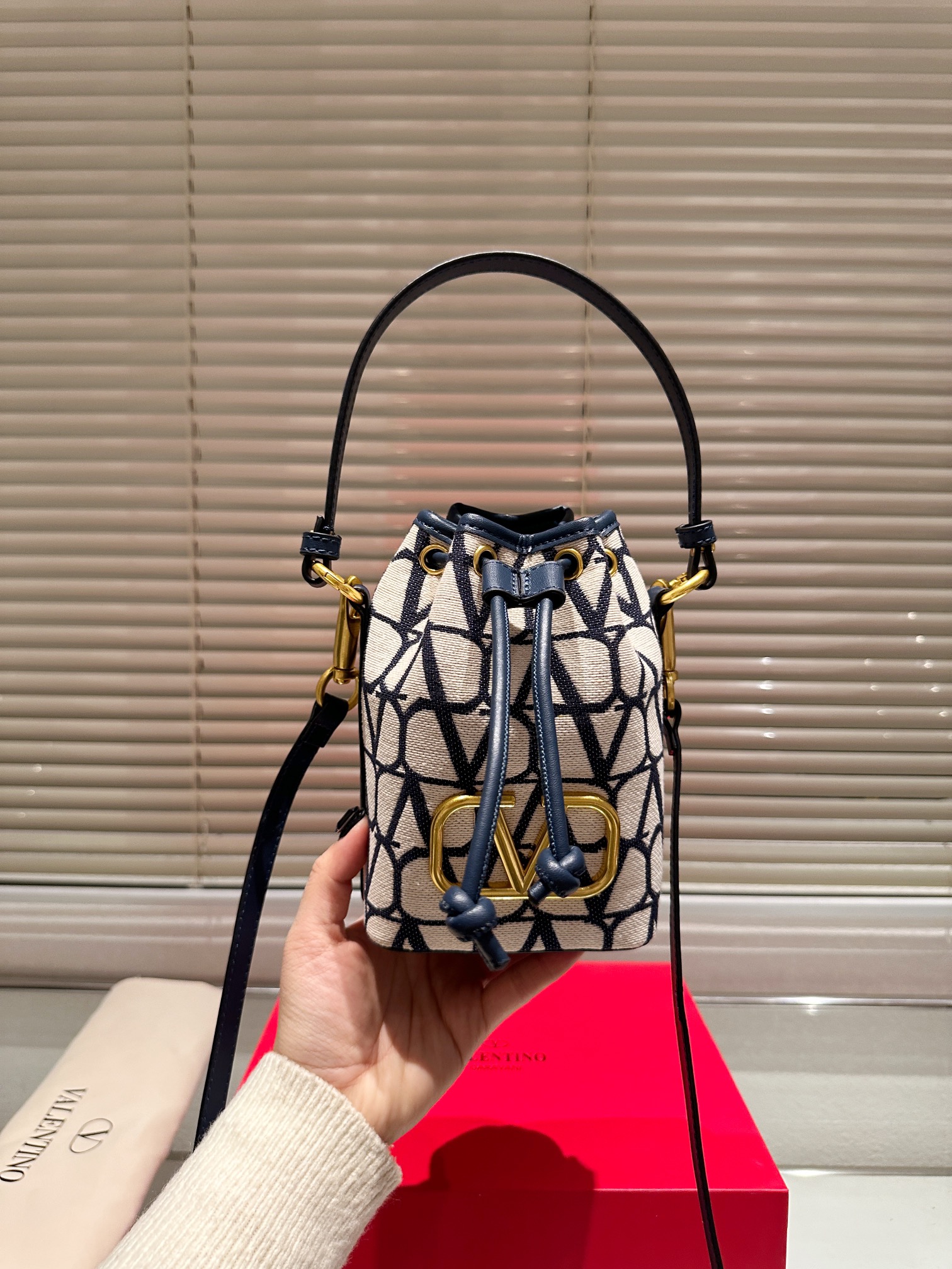 Valentino Black Tie Bucket Bag from Runway