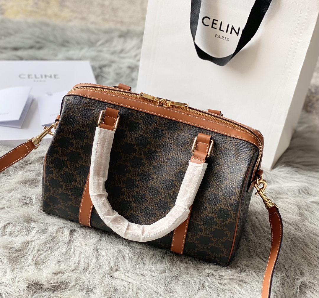 Original big brand luxury goods 1:1 high-end quality top qualityceline* TRIOMPHE old flower Boston / pillow bagOriginal big brand luxury goods 1:1 high-end quality top original size copy