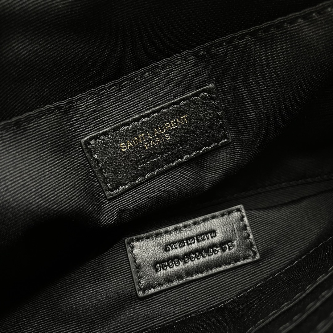 SAINT LAURENT Black Twill Leather Clutch Bag