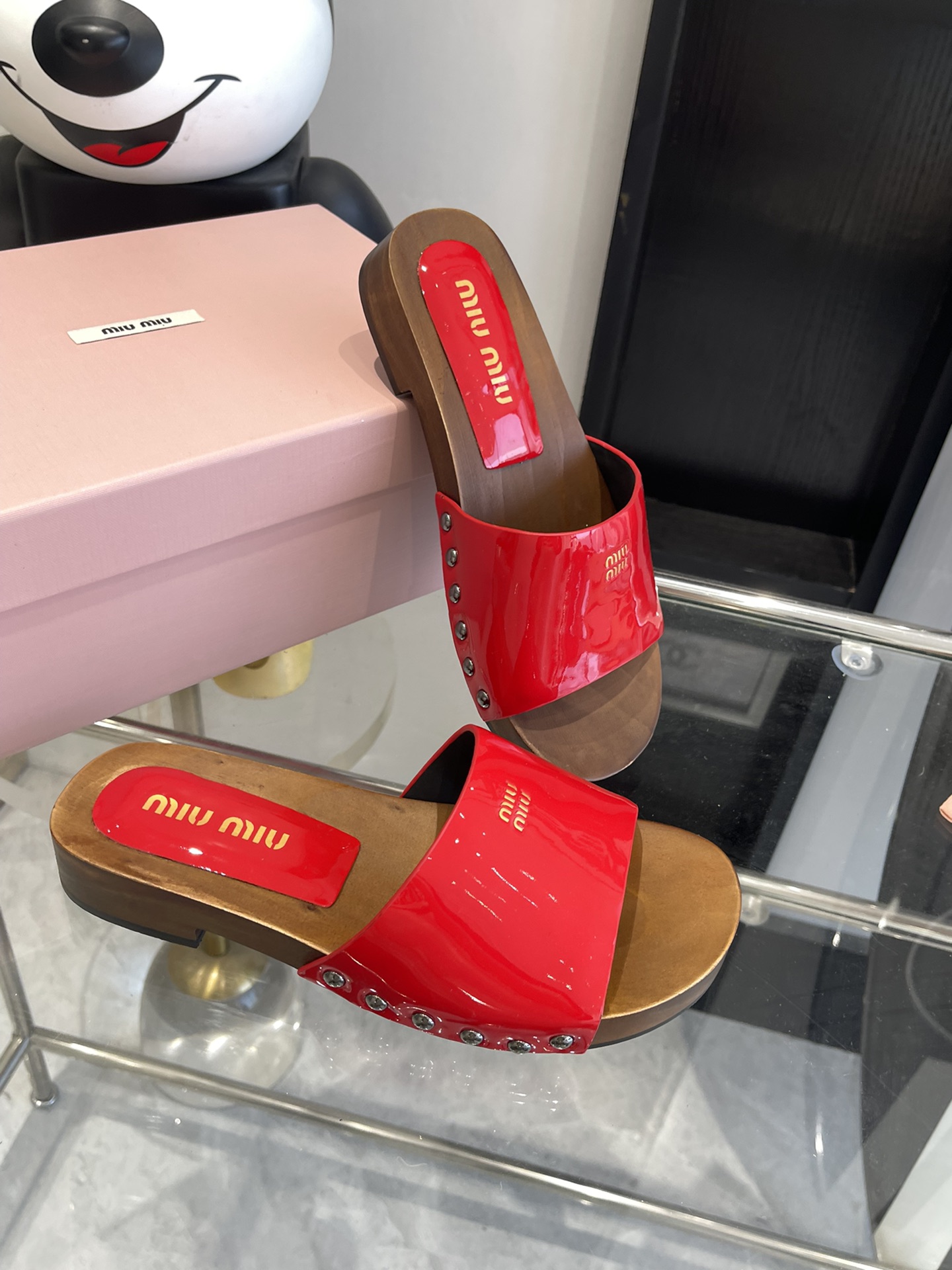 Miu Miu Wooden Sole Slippers