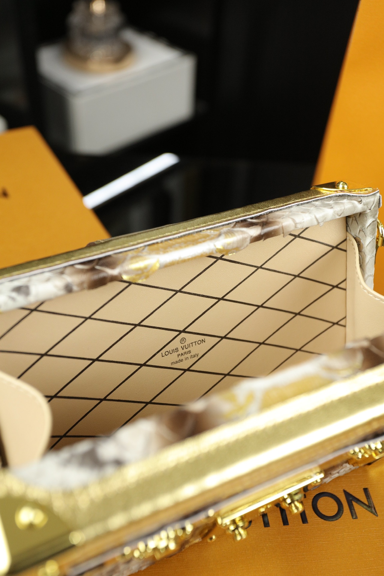 LV Petite Malle Crocodile-Textured Box Bag