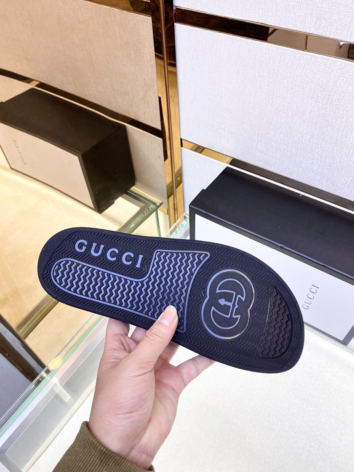 Gucci Vintage Print Flat Slippers