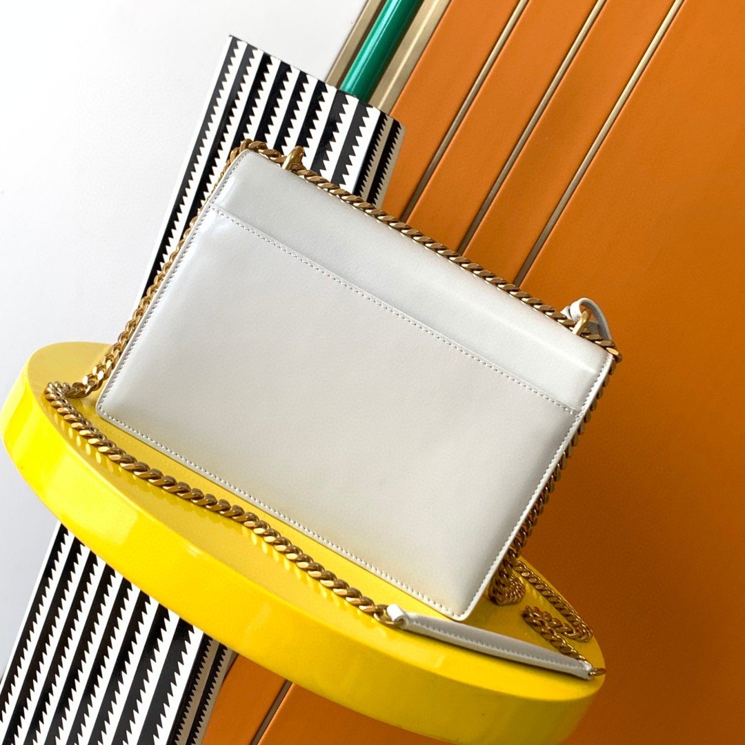 Saint Laurent Classic Chain Shoulder/Crossbody Bag for Women in White