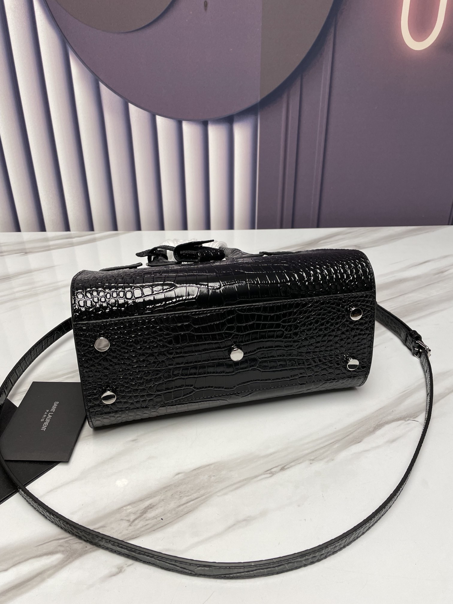 Saint Laurent Sac de Jour Crocodile-Embossed Handbag