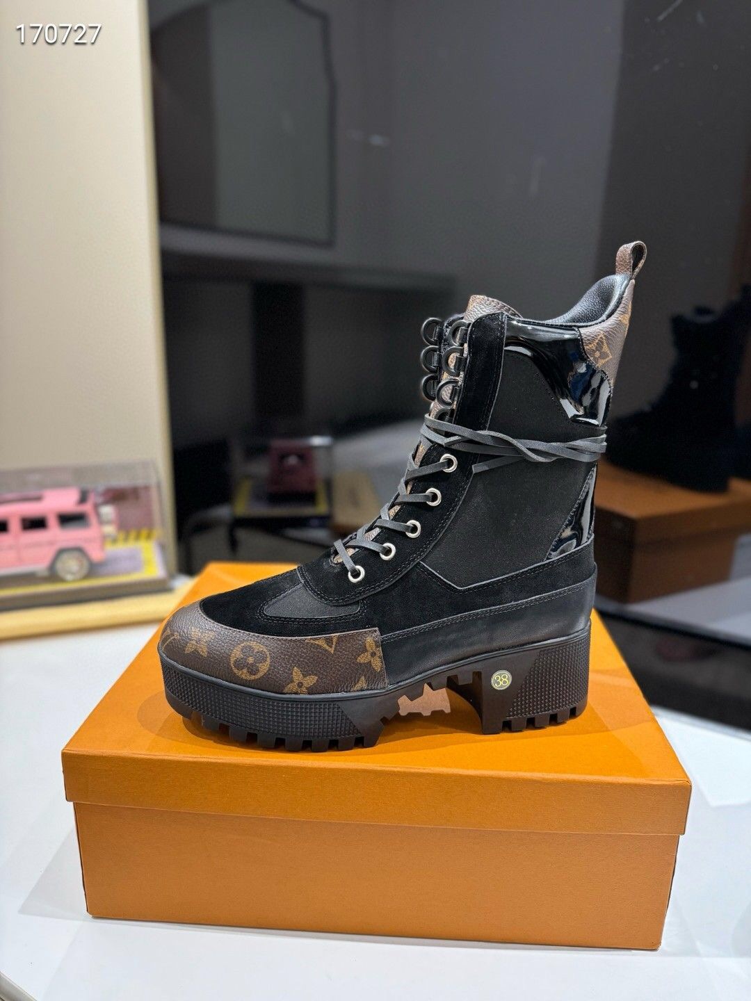 Louis Vuitton Monogram Black Chunky Boots