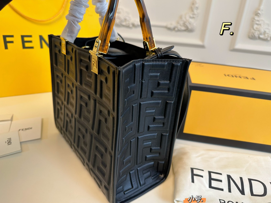 Fendi Square Leather Tote Handbag