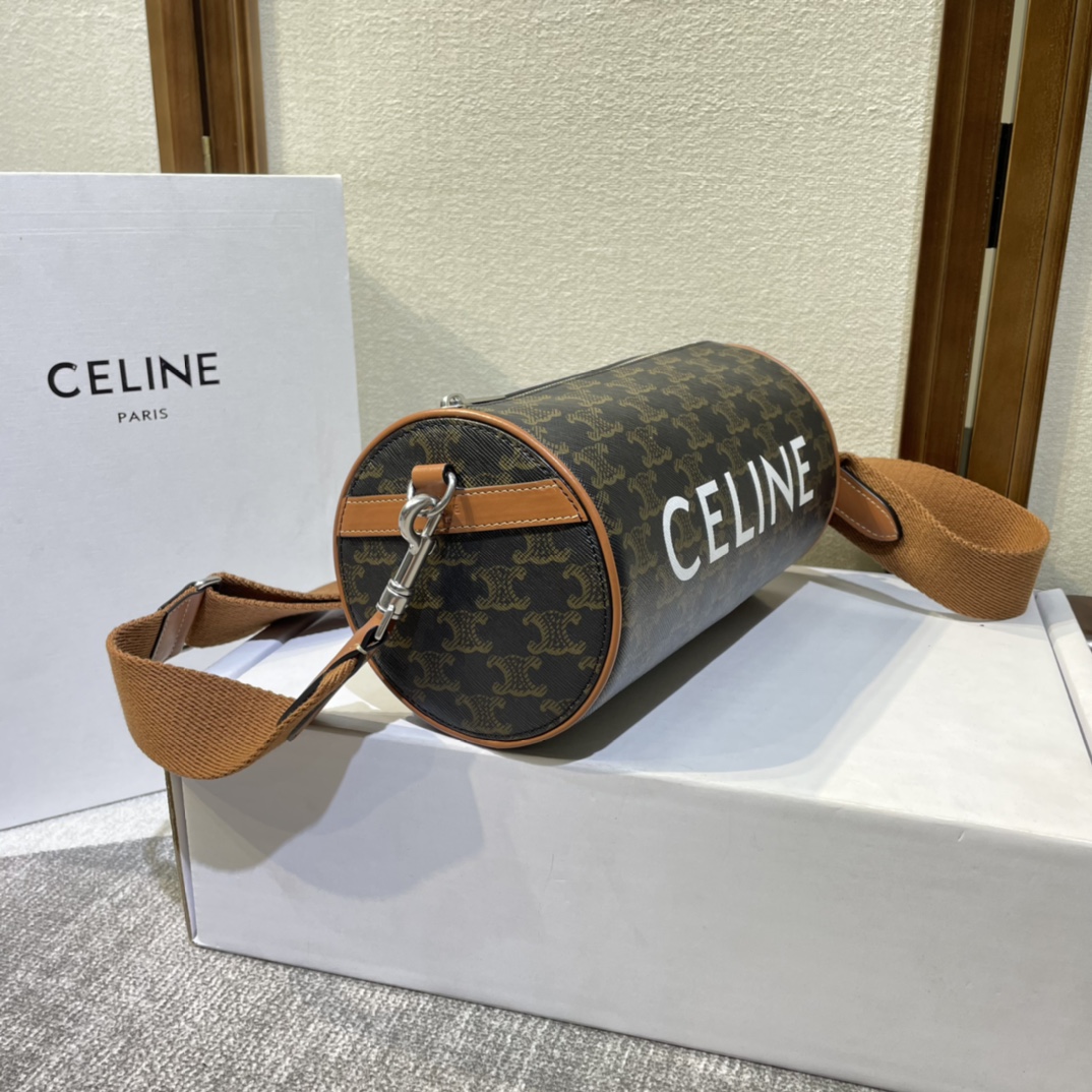 Original big brand luxury goods 1:1 high-end quality top qualityCELINE new logo print cylinder bagOriginal big brand luxury goods 1:1 high-end quality top original size copy
