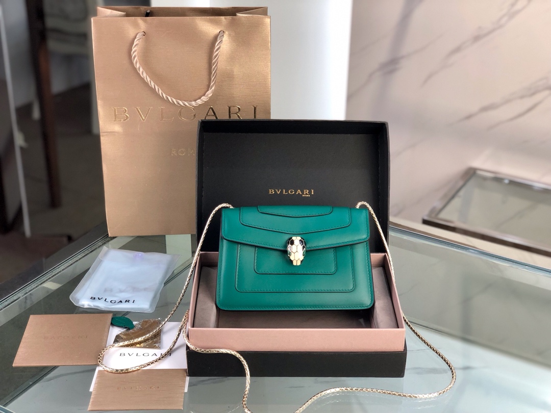 Bulgari Serpenti Forever Calfskin Leather Chain Bag